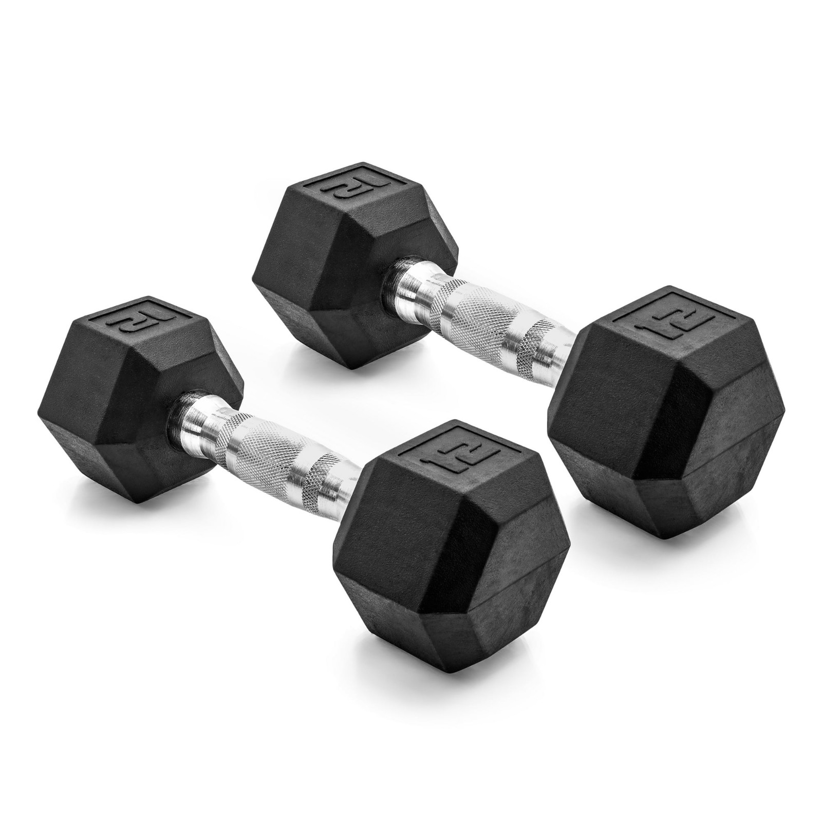 CAP Barbell, 12lb Coated Rubber Hex Dumbbell, Pair (No-Roll Design