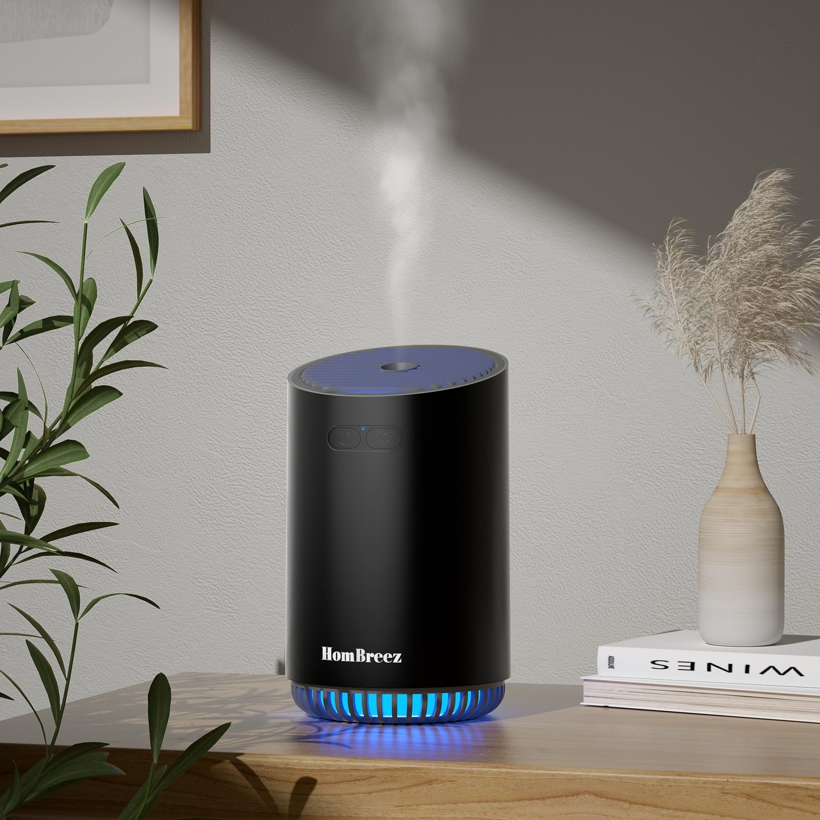 HomBreez Portable Aromatherapy Diffuser 280ml, Rechargeable Small, Black