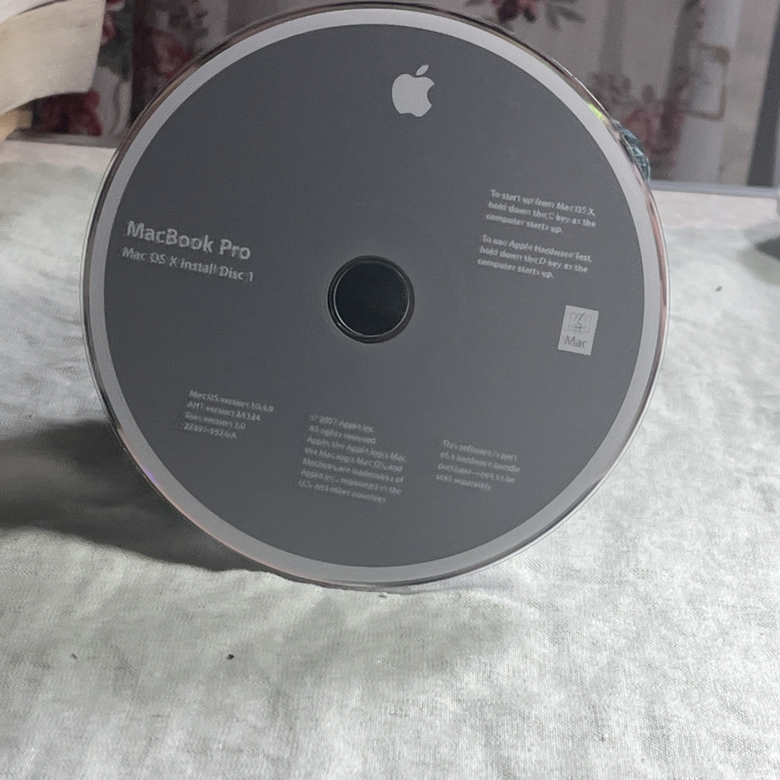 Vintage Apple Macbook Pro Tiger 10.4.9 Oem Restore Install Installed Dvd Disc 1