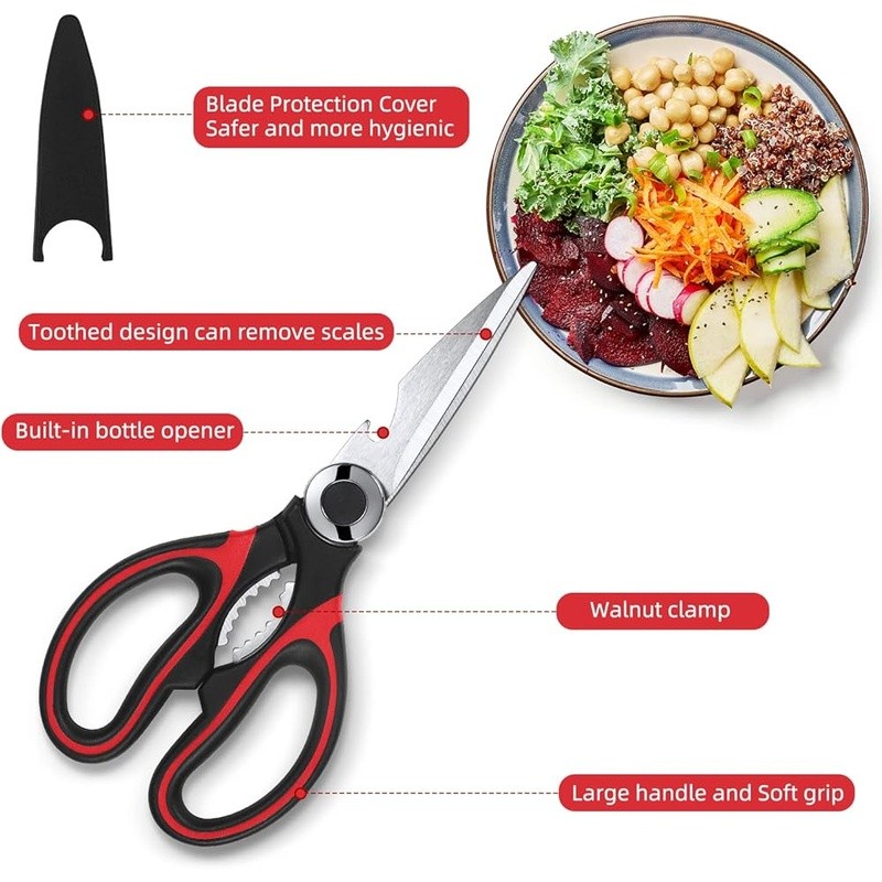 Heavy Duty Kitchen Scissors Multi-Purpose Stainless Steel Utility Shears New