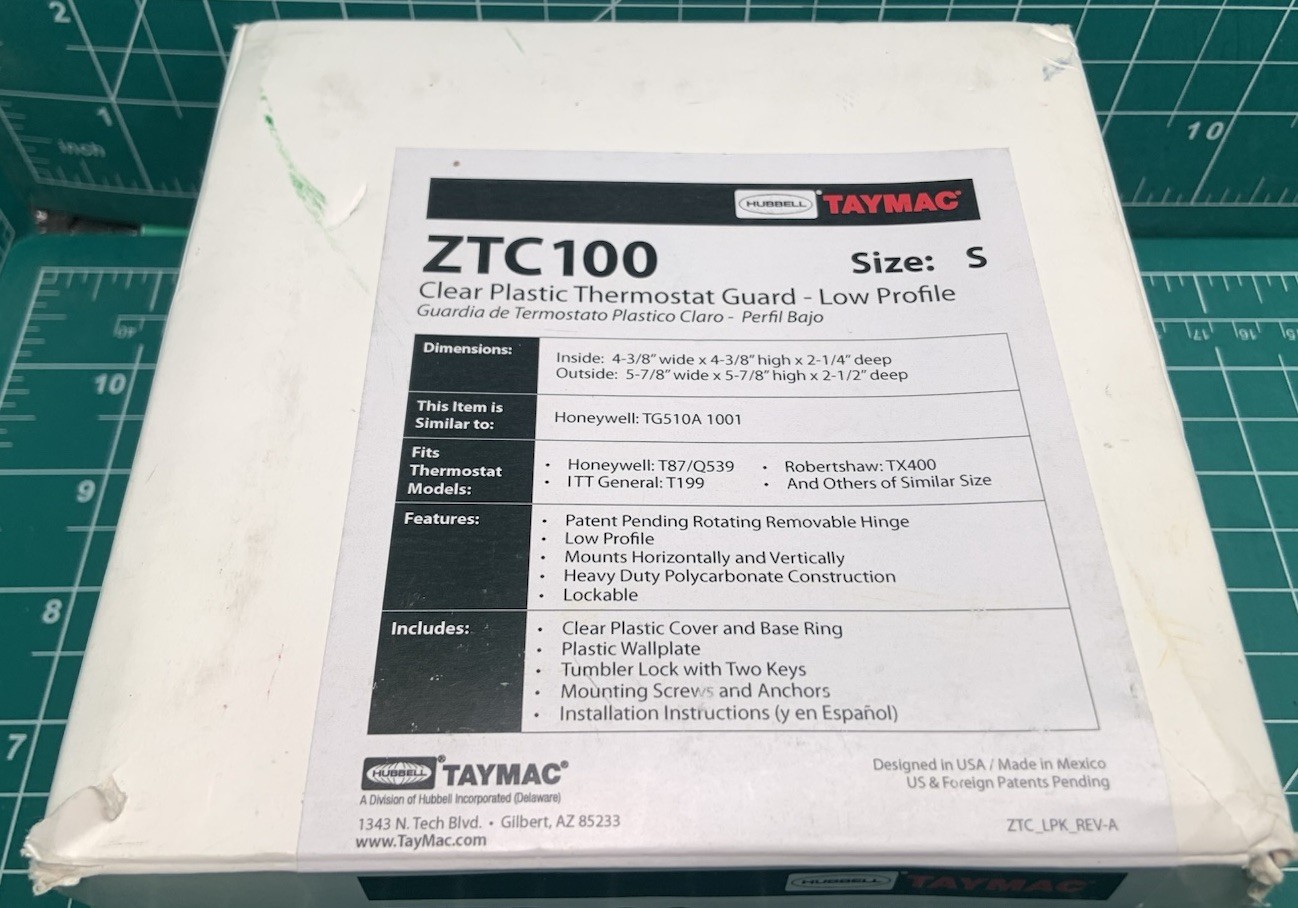 TayMac ZTC100 Clear Plastic Low Profile Locking Thermostat Guard Cover Protector