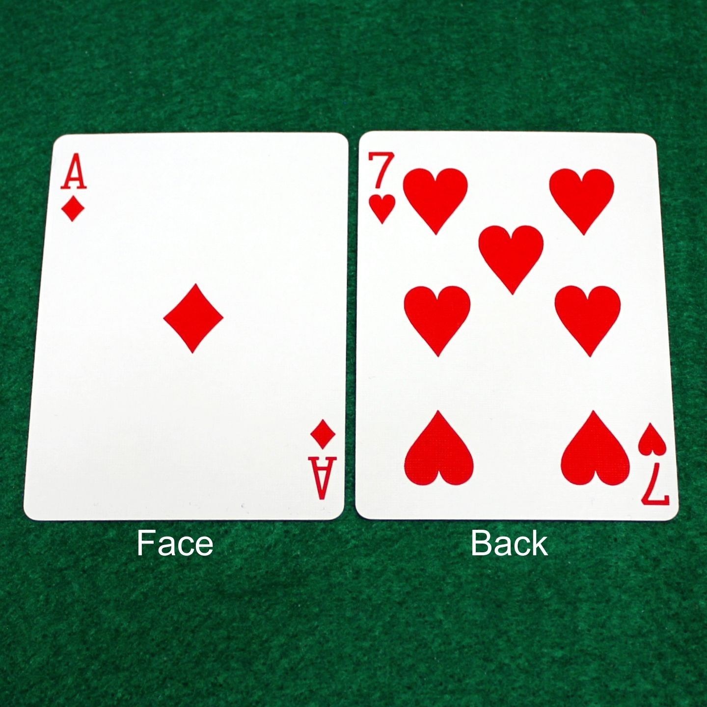 Ace of Diamonds / 7 of Hearts - Double Face, Bicycle Printed Gaff Card