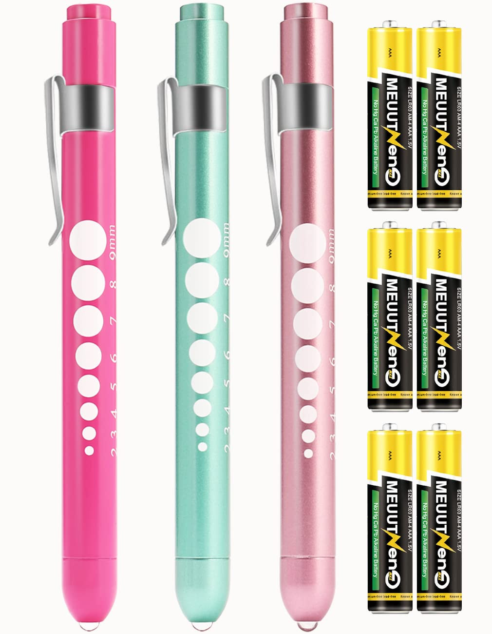 3 Pack Pen Lights for Nurses with 6 Batteries – Medical Penlights Nurse Accessor