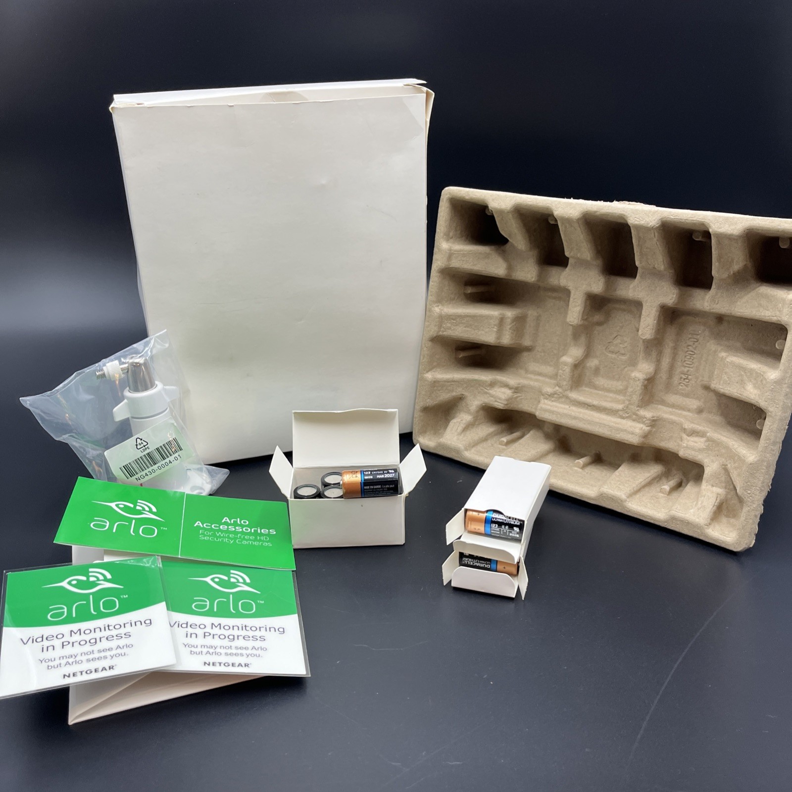 Arlo  Genuine OEM Wall Mount Bracket Factory Sealed 16 New Batteries Decals Only