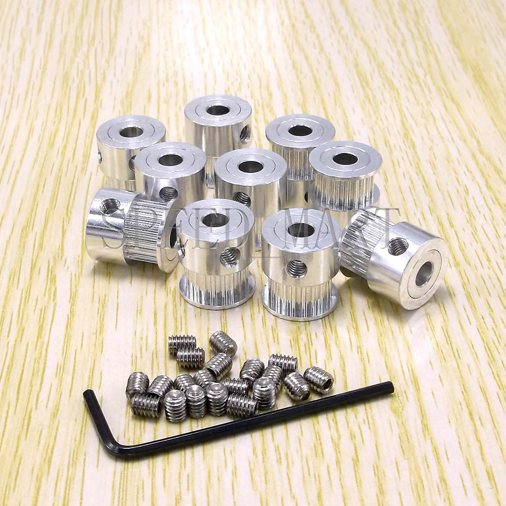 10 PCS GT2 Timing Pulley Gear 20T 6.35mm 1/4" Bore 10mm width RepRap 3D Printer