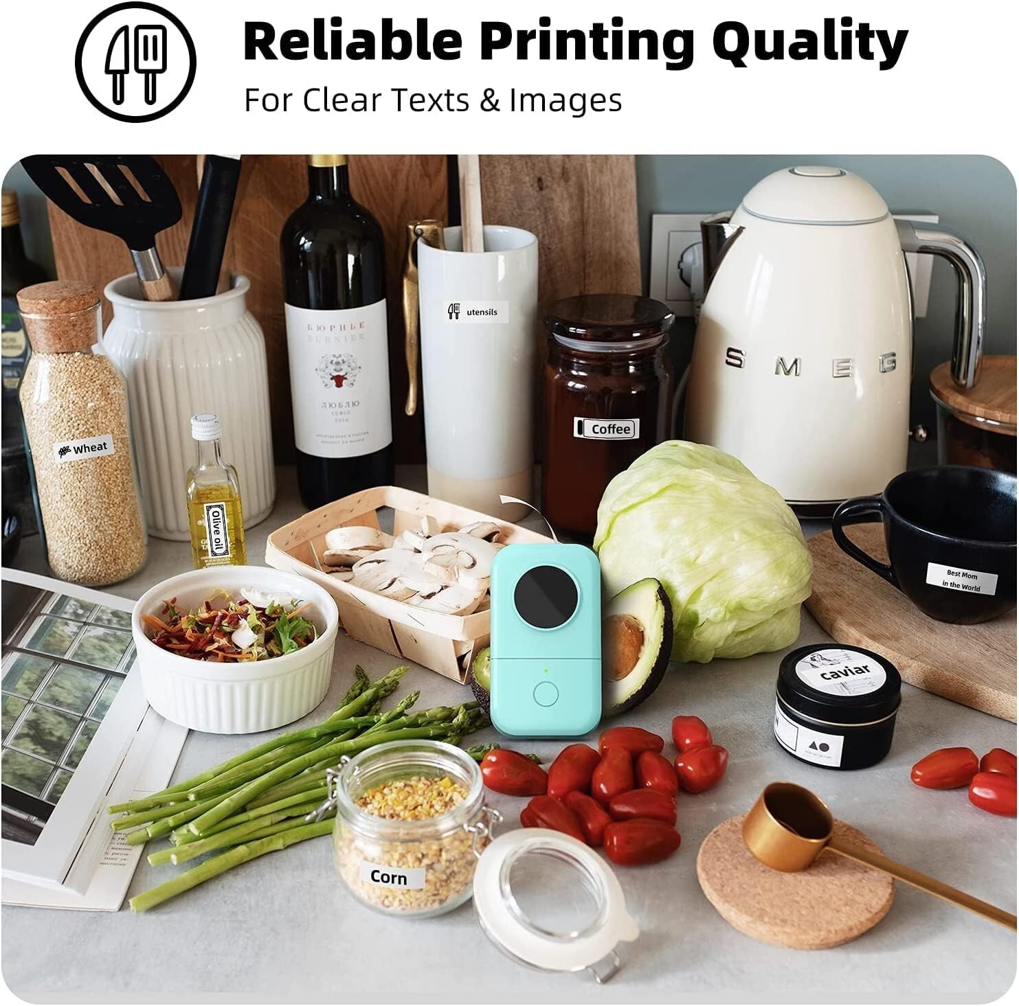 Phomemo D30 Label Maker Machine, Portable Bluetooth Mini Label Printer Handheld