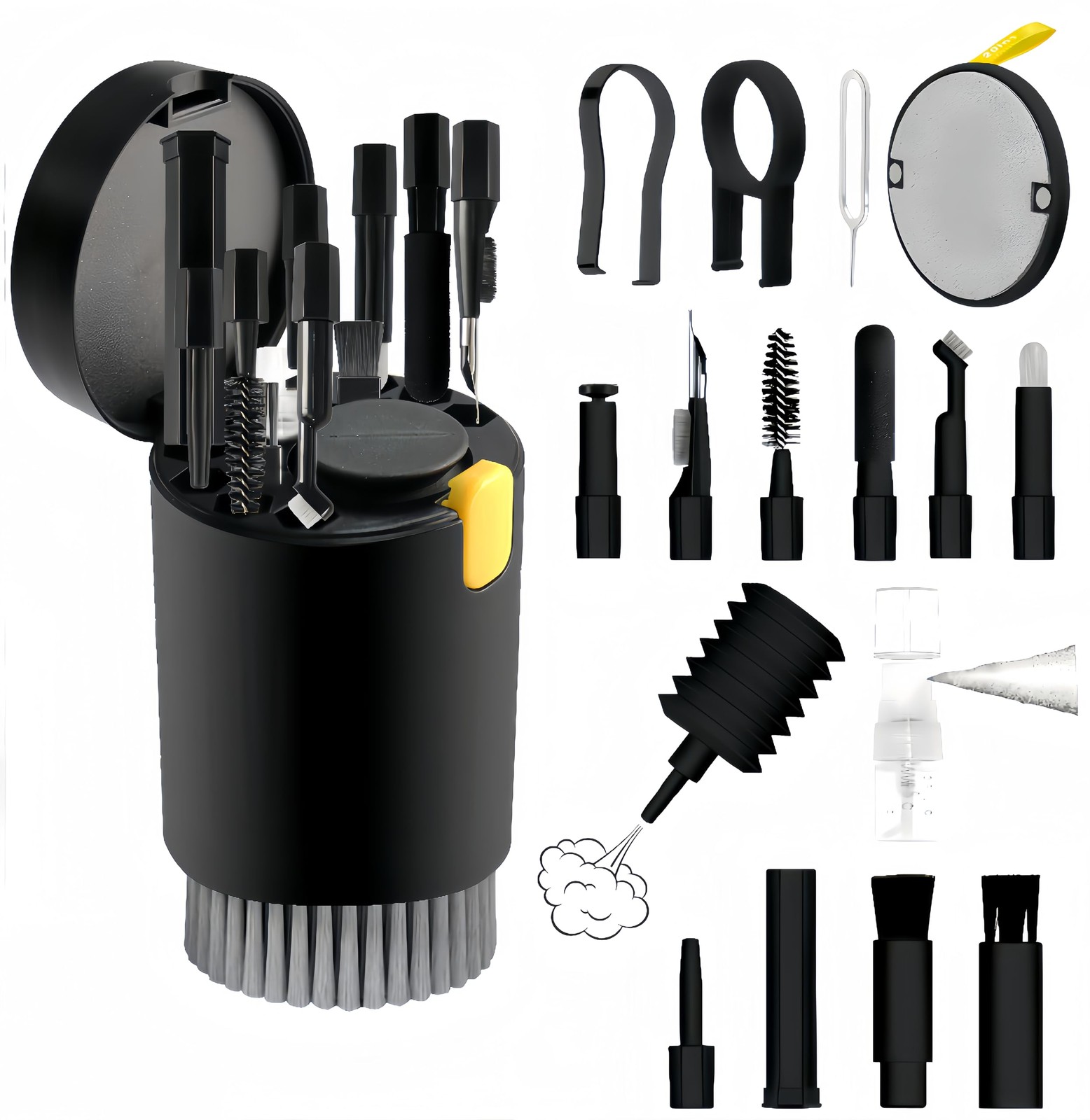 20 In 1 Laptop Phone Screen Earbud Keyboard Cleaning Kit Brush Black