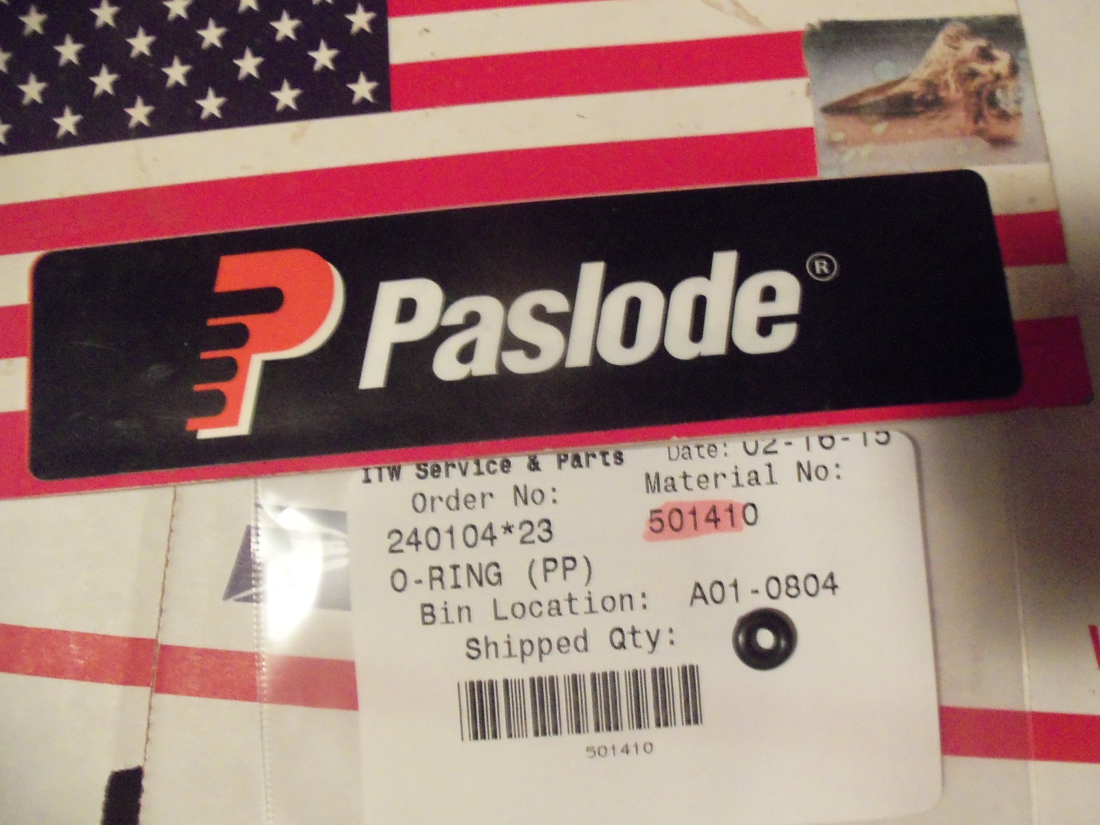 "Genuine" Paslode  Part # 501410 O-RING (PP)