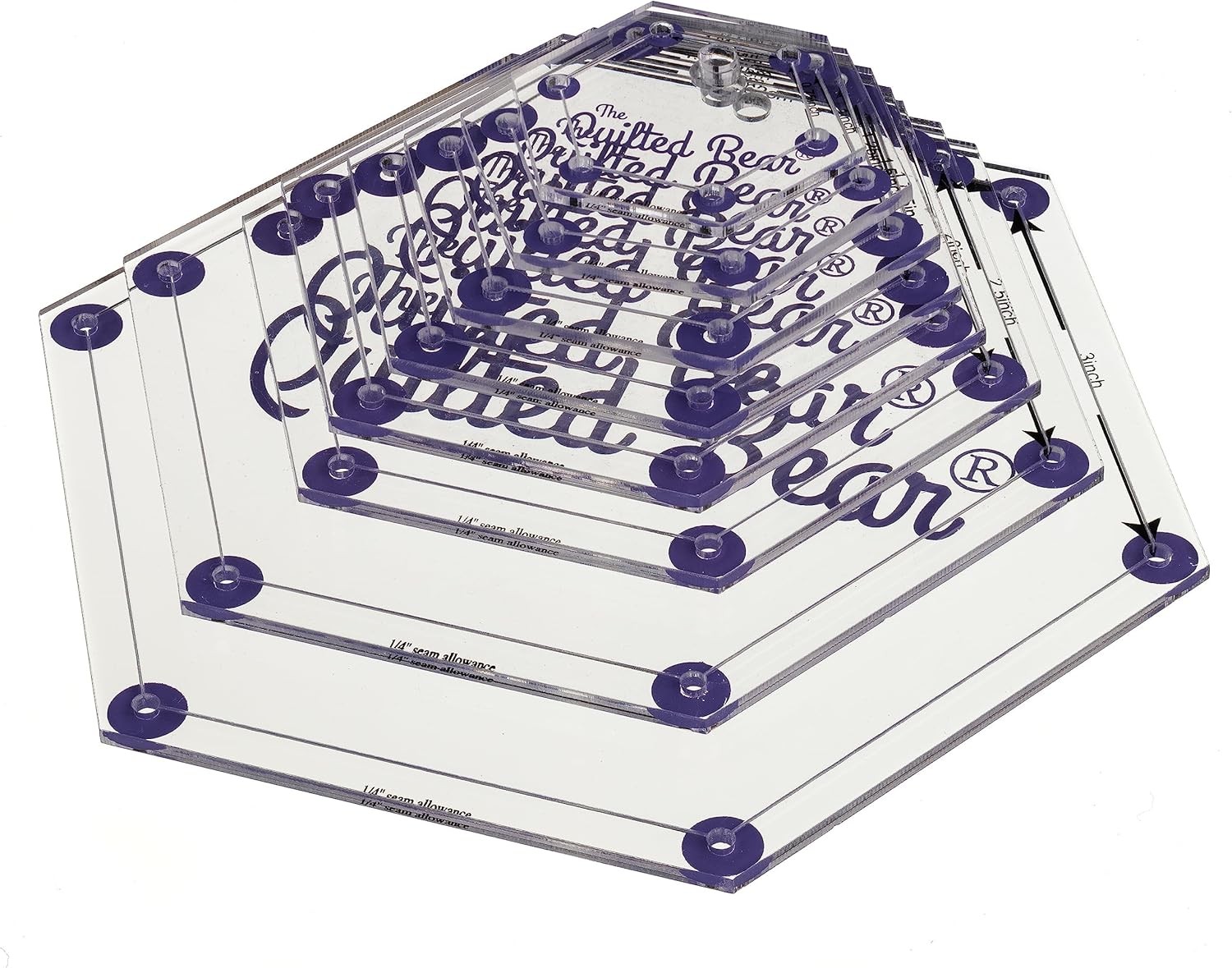 Hexagon Quilting Templates - Set of 8 Non-Slip Acrylic Quilt Templates Ideal ...