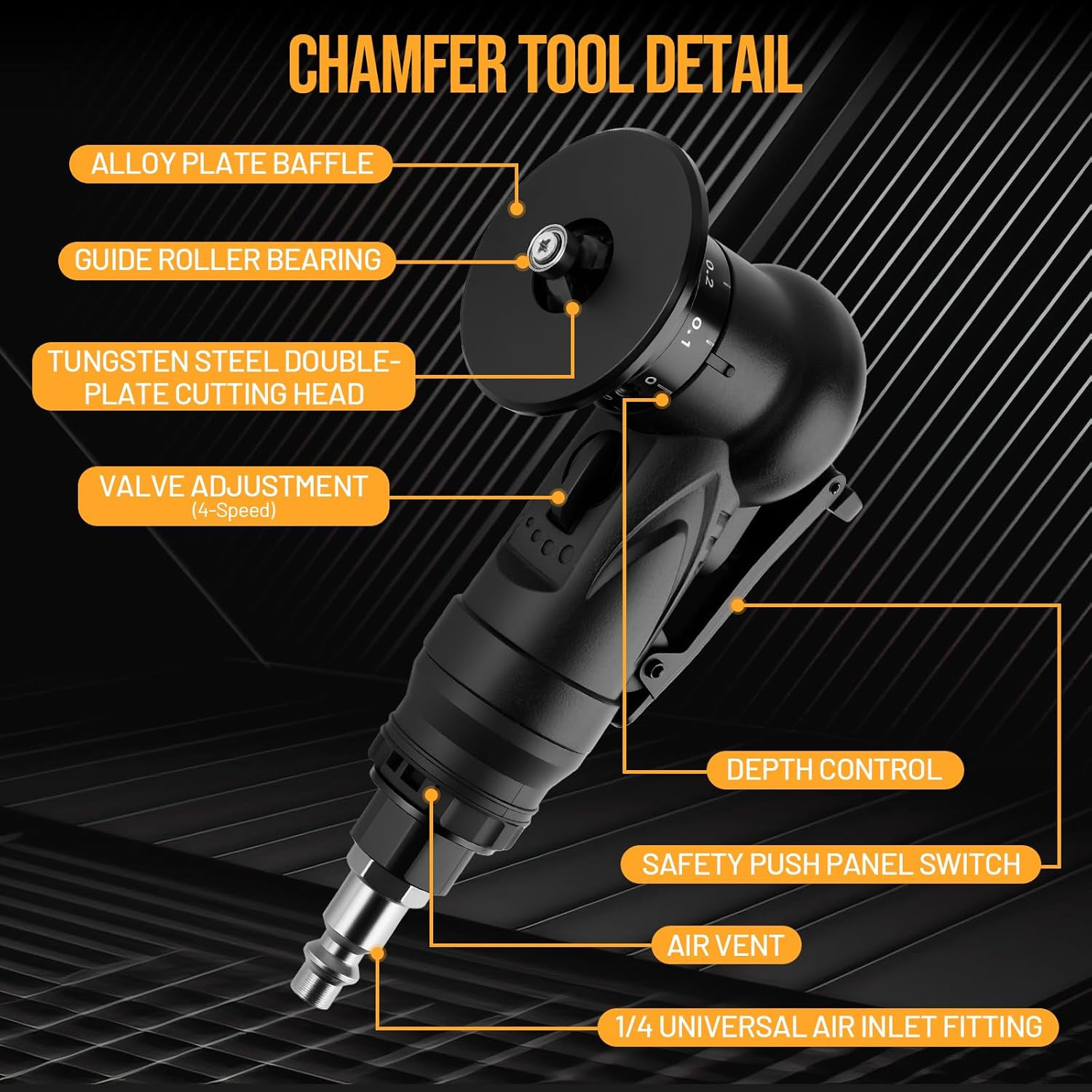 Pneumatic Chamfering Tool, Chamfer Tool with 6 C-Angle & 6 R-Angle Blades, Up...