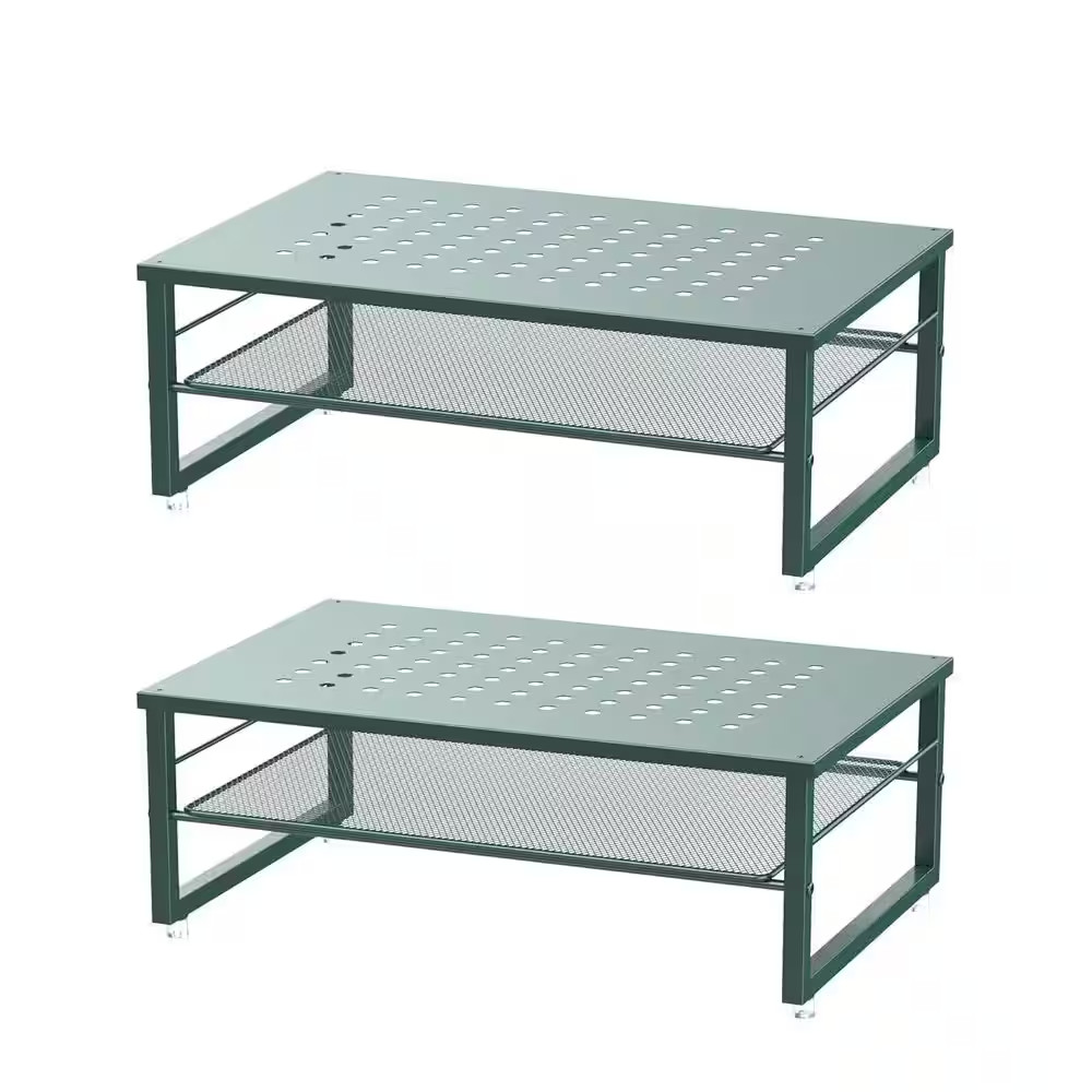 Green 15.5 In. X 5.5 In. Metal Modern Desk Organizers with Storage Shelf, 2 Pack