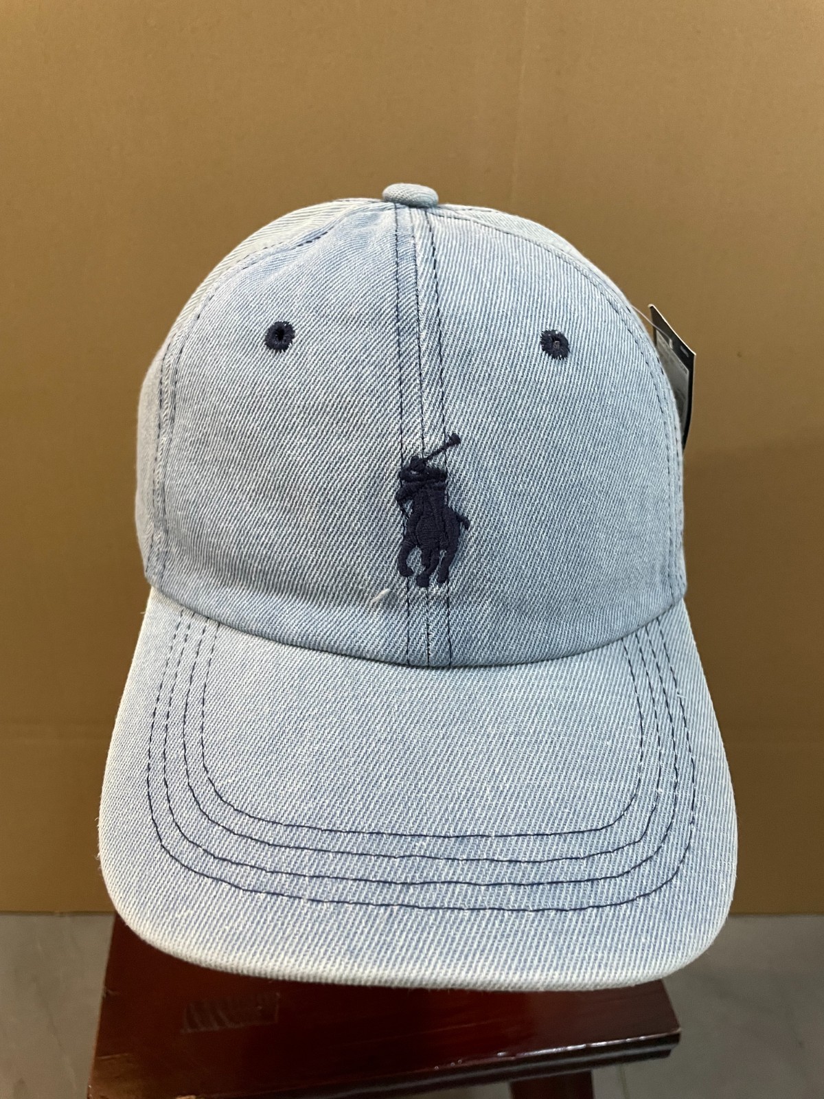 Polo denim blue embroidered baseball cap adjustable