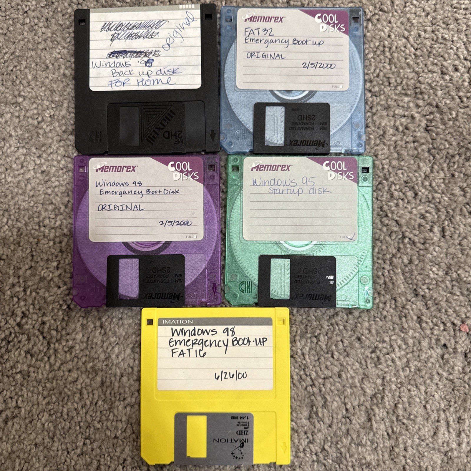 Vintage Windows 95/98 Startup & Emergency Boot Floppy Disk Lot of 5 Untested