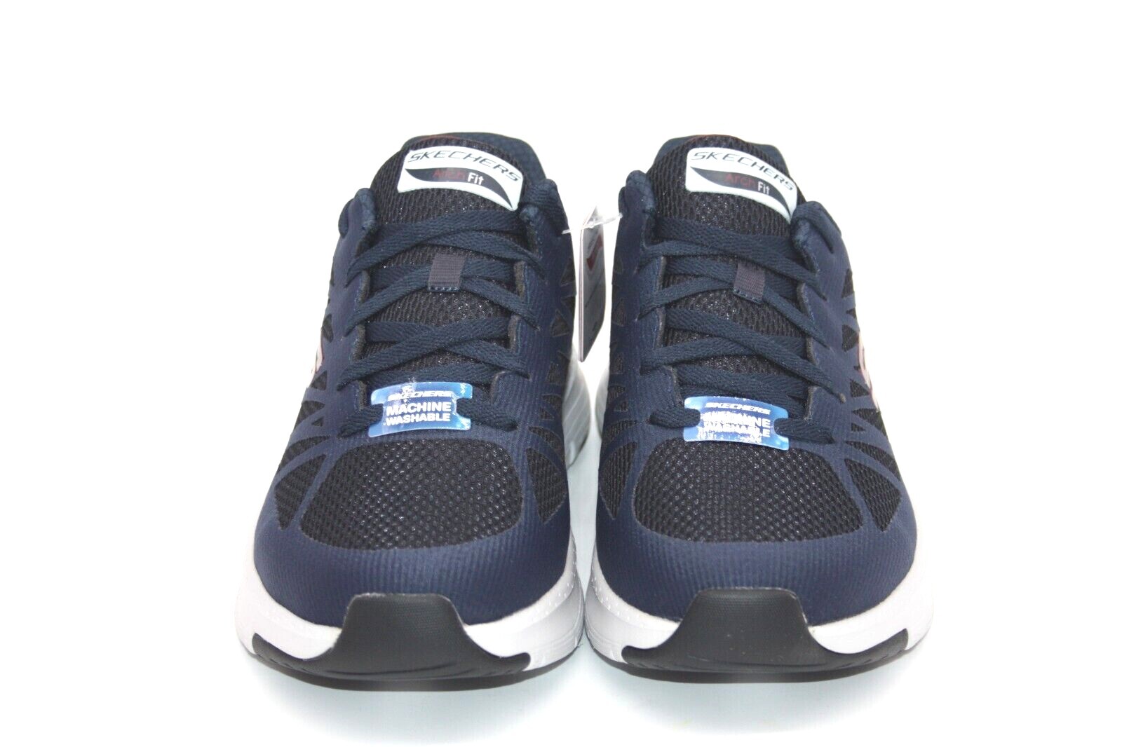 Mens Skechers Arch Fit Charge Back Runner Navy Red 232042WW/NVRD EXTRA WIDE WDTH