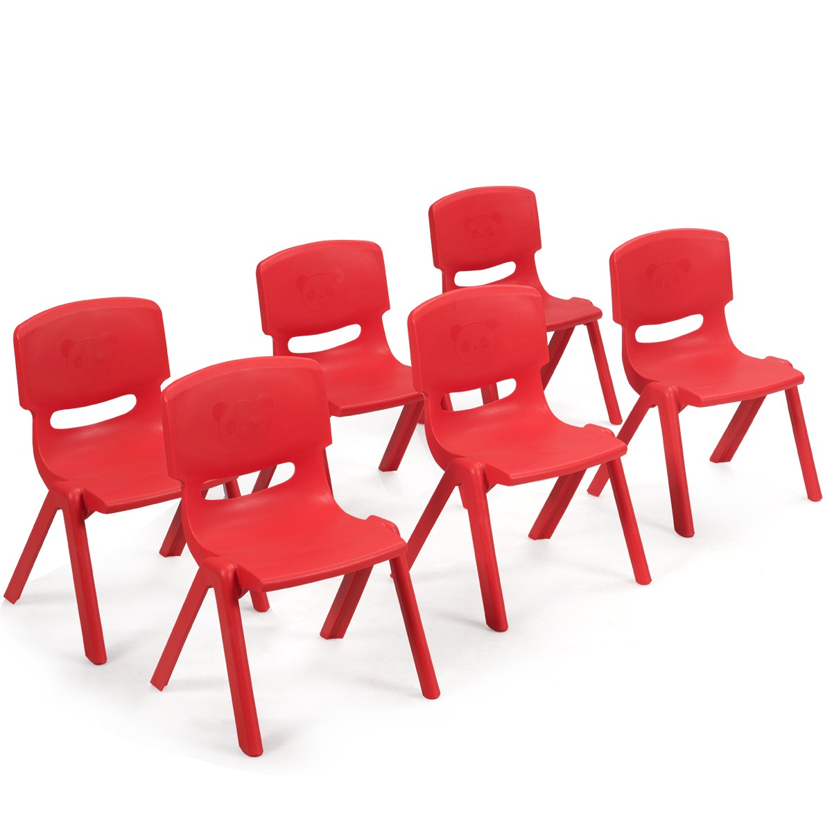 6-pack Kids Plastic Stackable Classroom Chairs Indoor/Outdoor Kindergarten Red