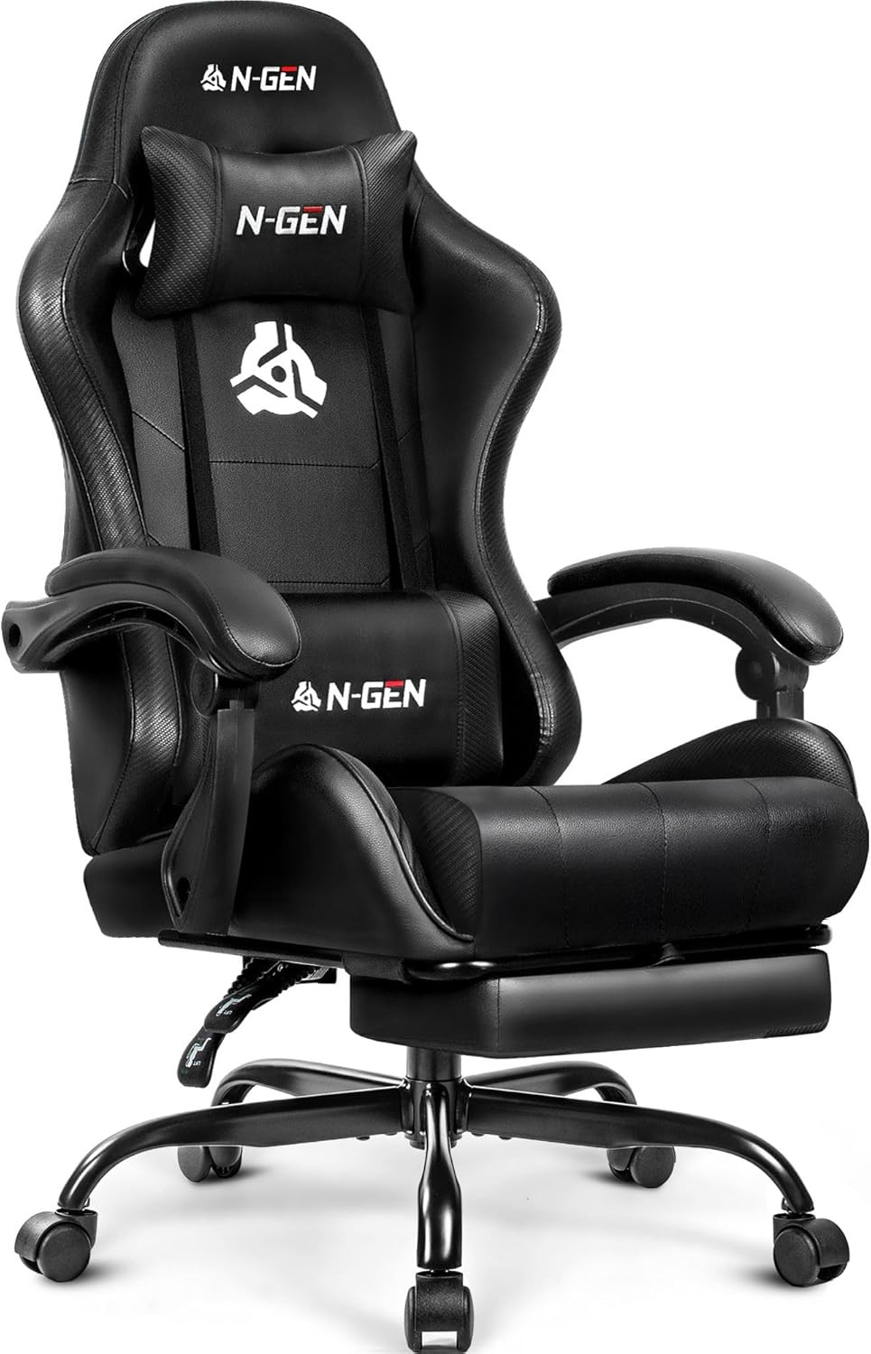 Video Gaming Chair with Footrest Lumbar Support for Home Office High Back Reclin