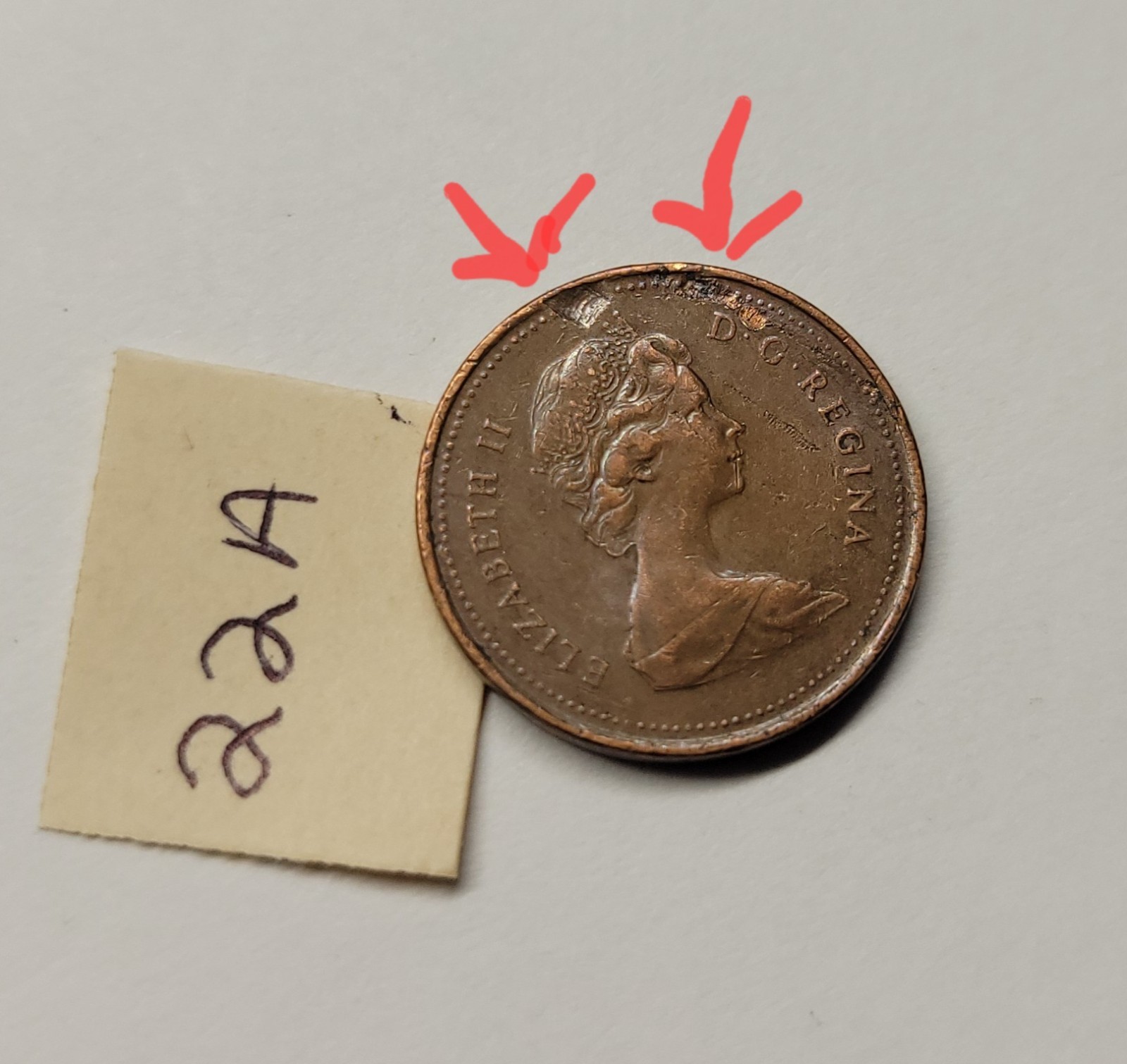 1979 CANADIAN PENNY ERROR ( strike through )22A