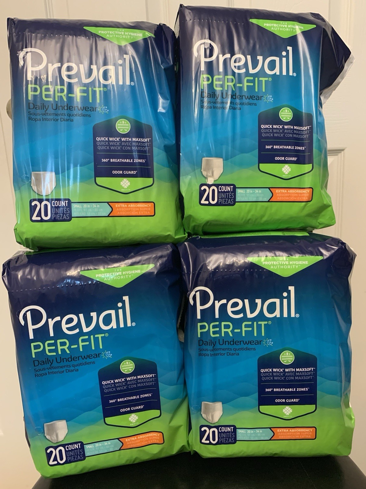 Prevail Per-Fit Daily Underwear Pull On Unisex SMALL PF511- 4 Bags 80 Total