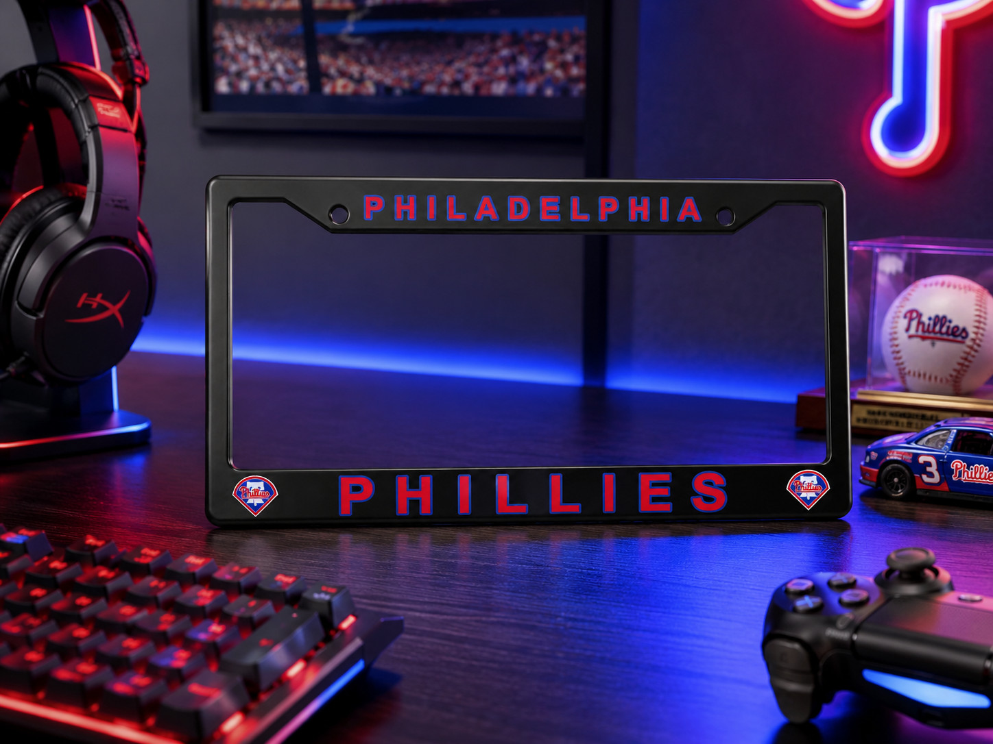 Philadelphia Phillies Black License Plate Frame Cover - Black - Eliteauto3k