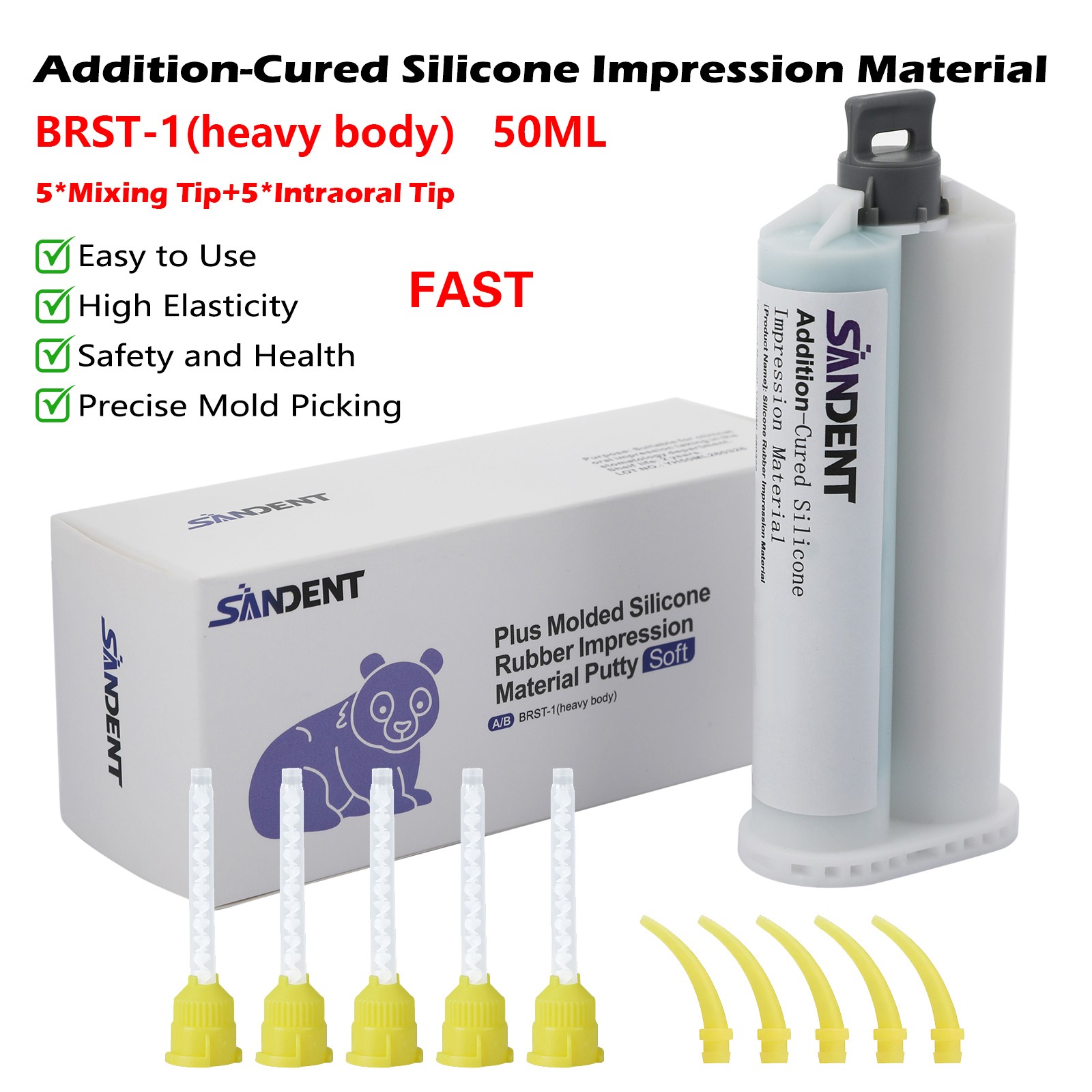 Fast Rapid Set Dental Impression Material 50mL Cartridge VPS Light/M/Heavy Body