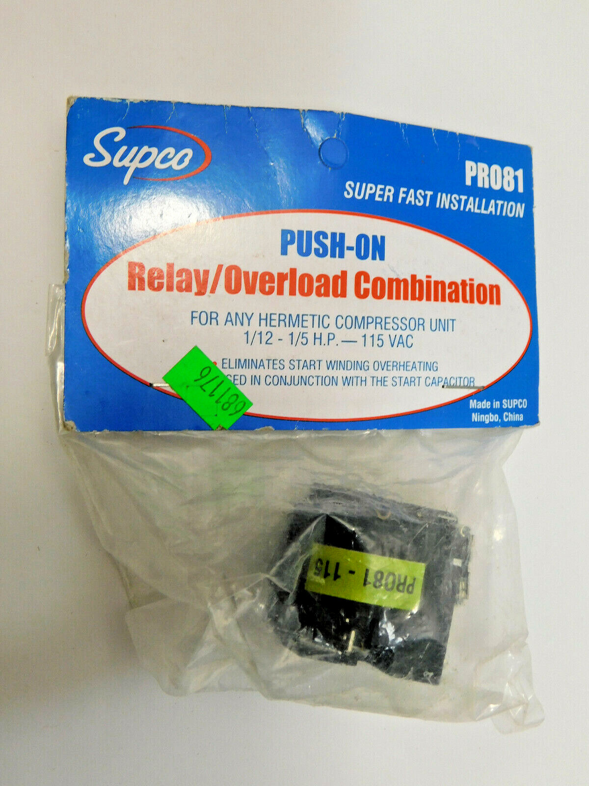 Supco PRO81 Relay /  Overload Combination 1/12 - 1/5 HP 115VAC