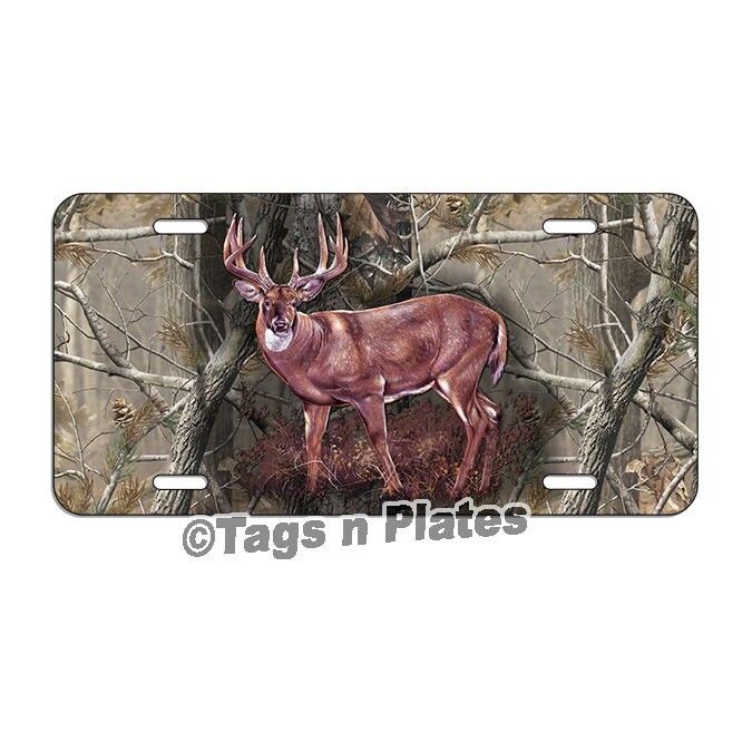 Deer Hunting Hunter License Plate Tag Or Decal personalized buck doe mounted