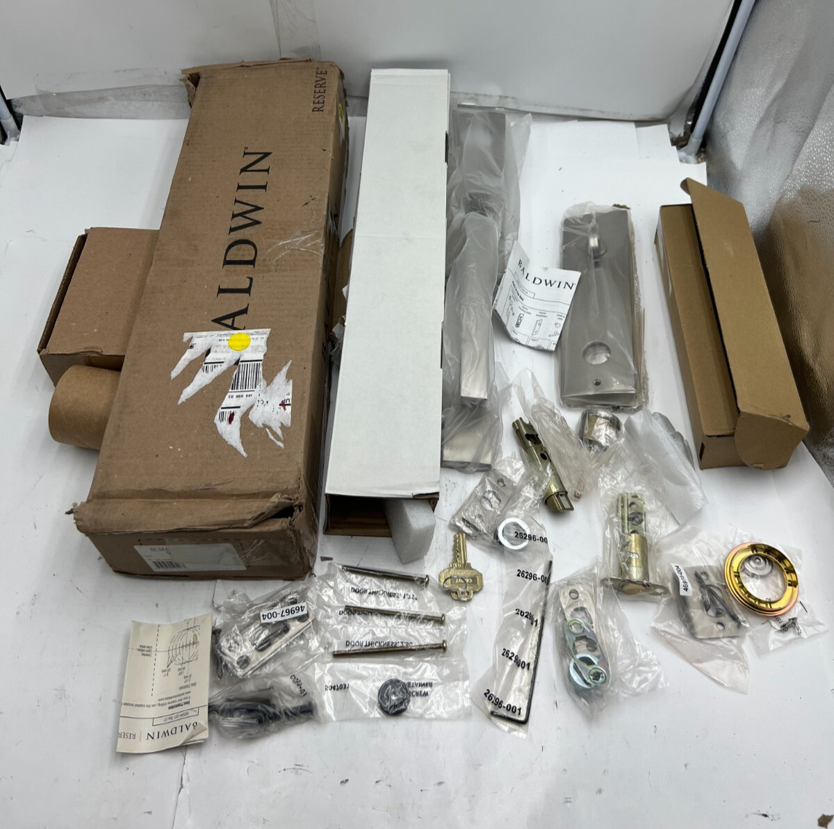 Baldwin EE.SEAXSQU.R.CQE.150 Seattle Satin Nickel Handleset X Square Lever