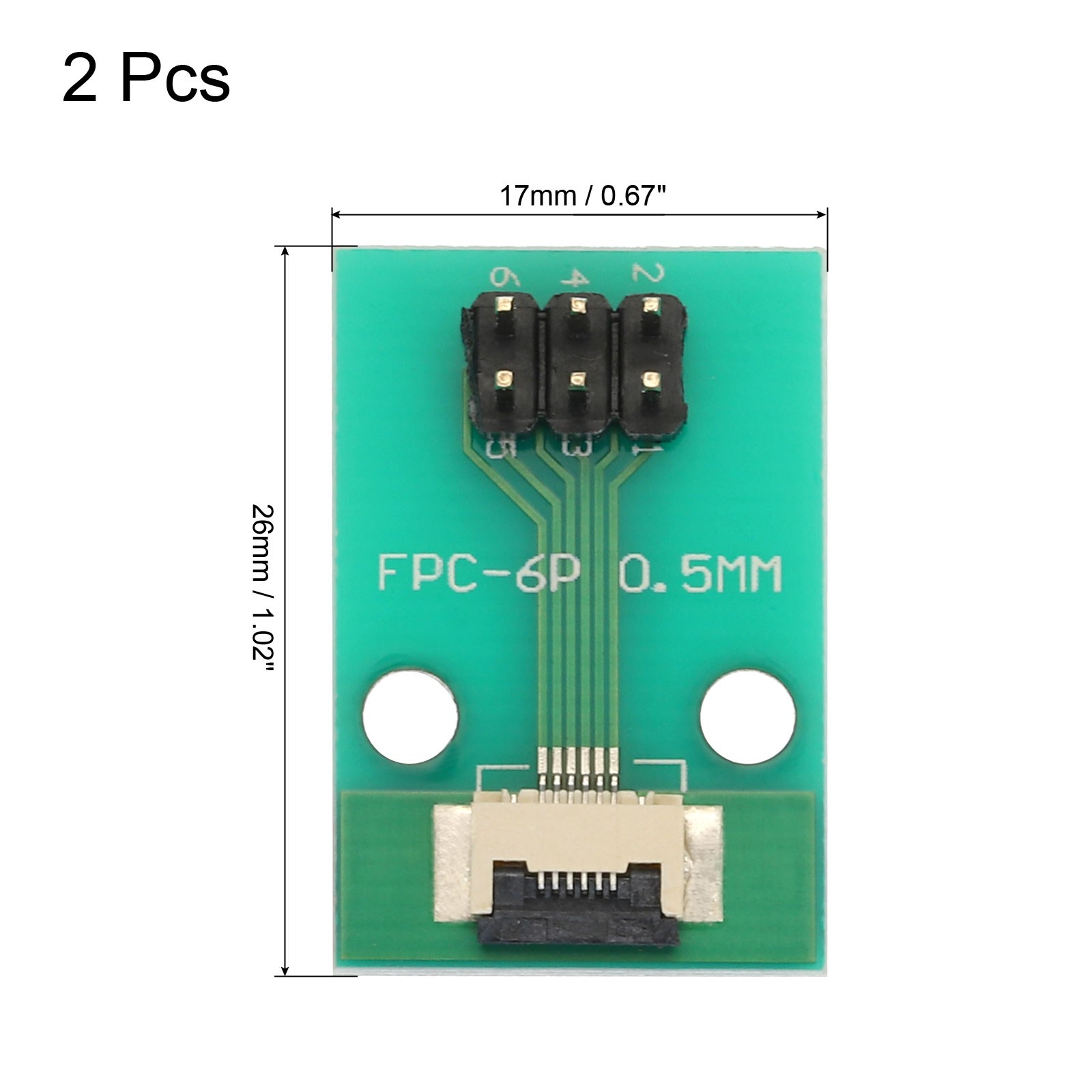 2Pcs FFC FPC Connector Board 6 Pin Double Row Male Pin Header Strip Adapter