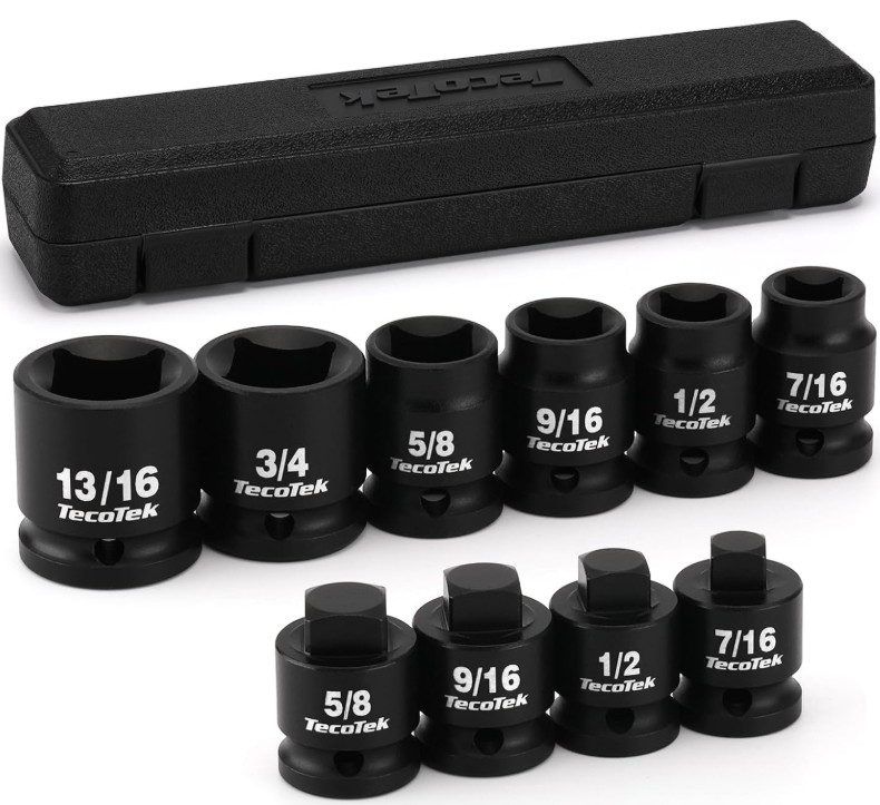 Juego dados tapón tubería 1/2" 10 piezas SAE Cr-Mo con adaptador, Nuevo