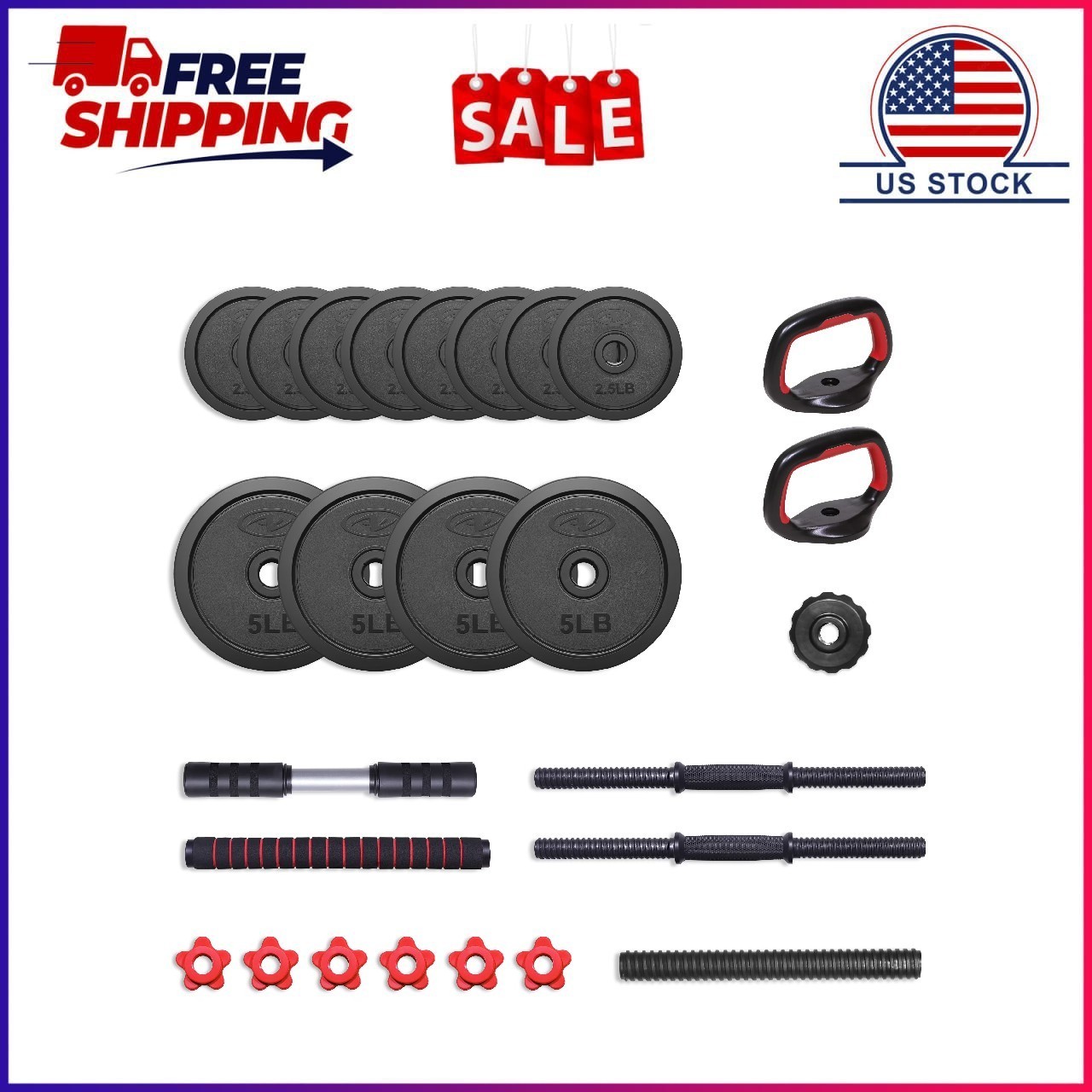Athletic Works 40LB 5 in 1 Adjustable Dumbbell Set , Fitness Exercises for Home