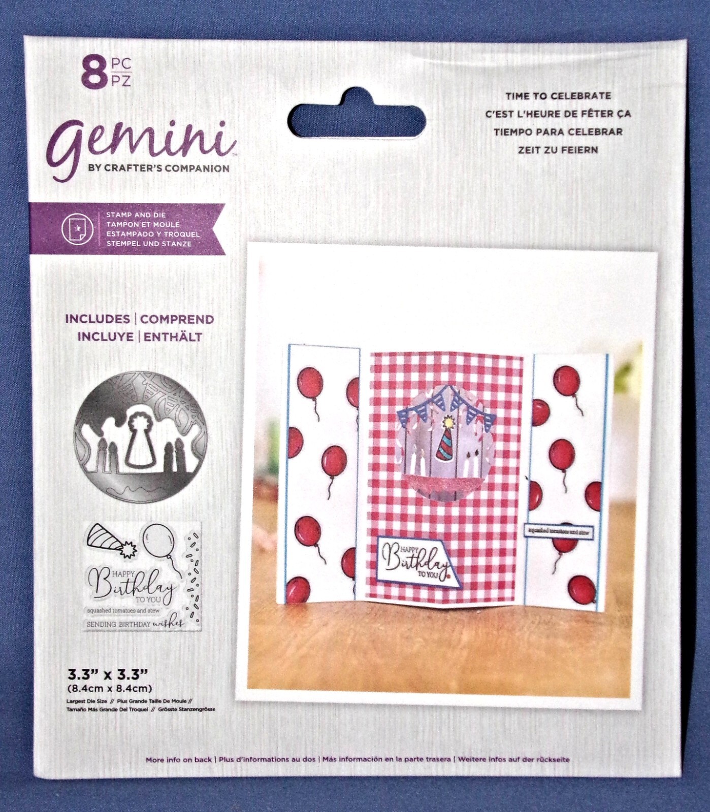 Gemini Time to Celebrate Dies & Stamps Set 8 pcs by Crafters Companion Balloons