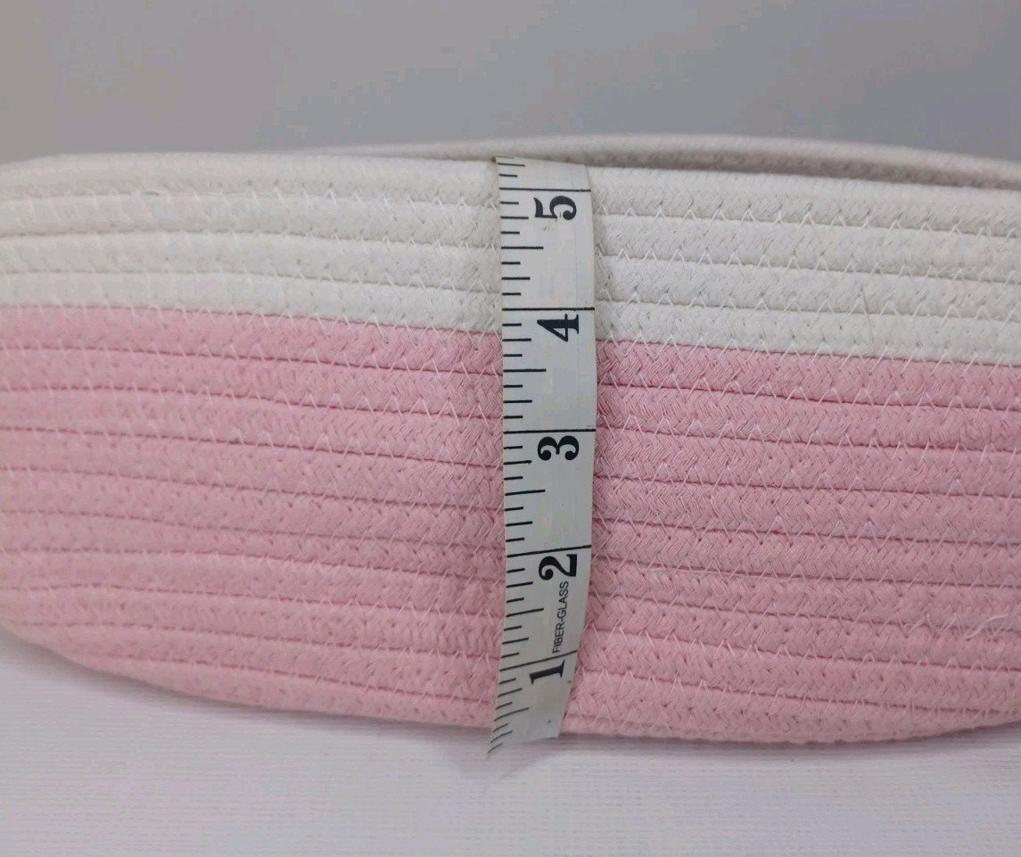 Pink Oval Woven Fabric Gift Basket