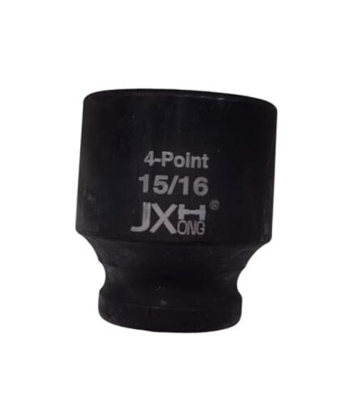1/2" Drive 15/16" 4-Point Square Impact Socket, Heat Treated Cr-V Alloy Steel