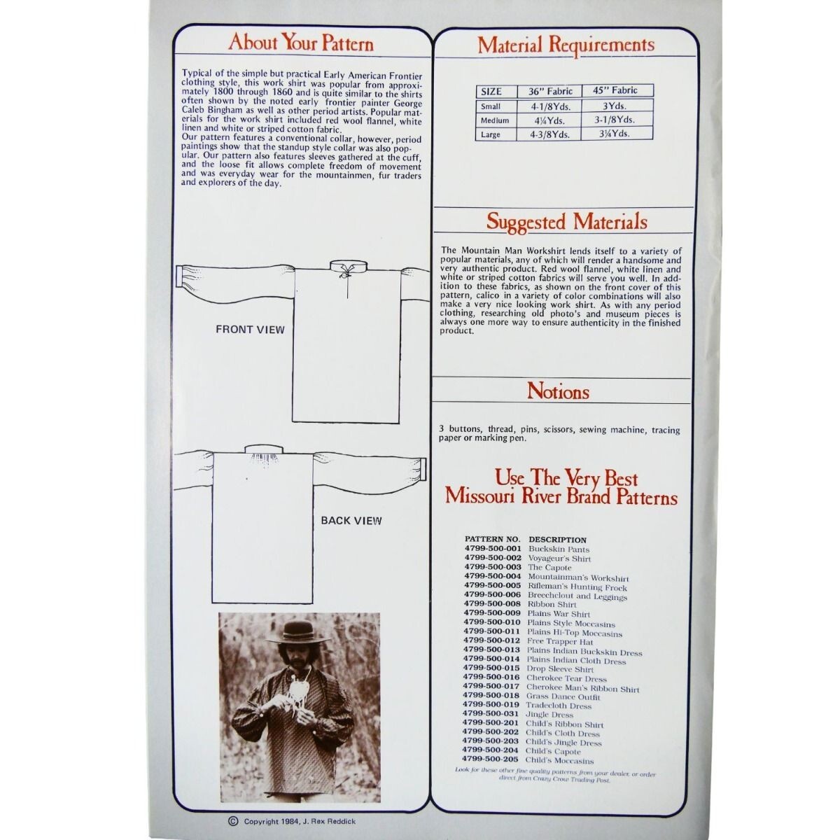 Mountain Man's Work Shirt Pattern by EAGLE VIEW ptn100004