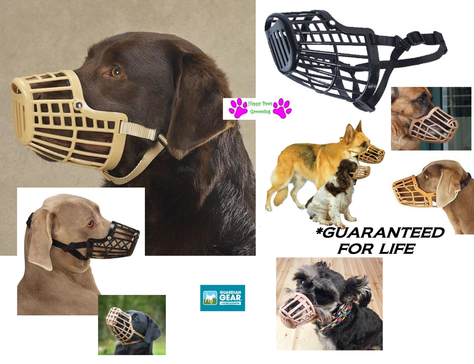 DOG NO BITE Quick Fit/Release AdjustableTraining Safety HEAVY DUTY BASKET MUZZLE