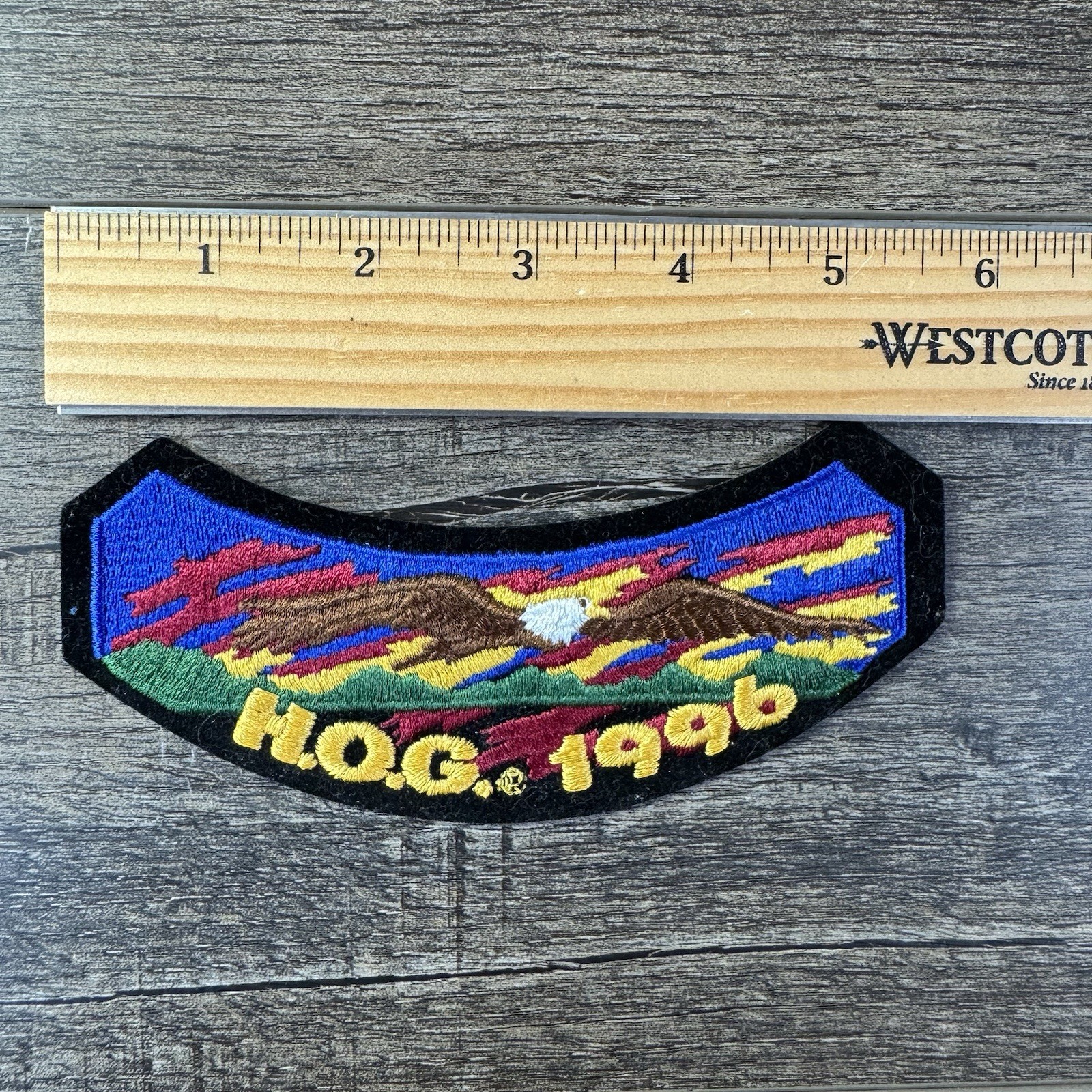 1996 HOG Membership Rocker Patch HARLEY DAVIDSON OWNERS GROUP Flying Eagle