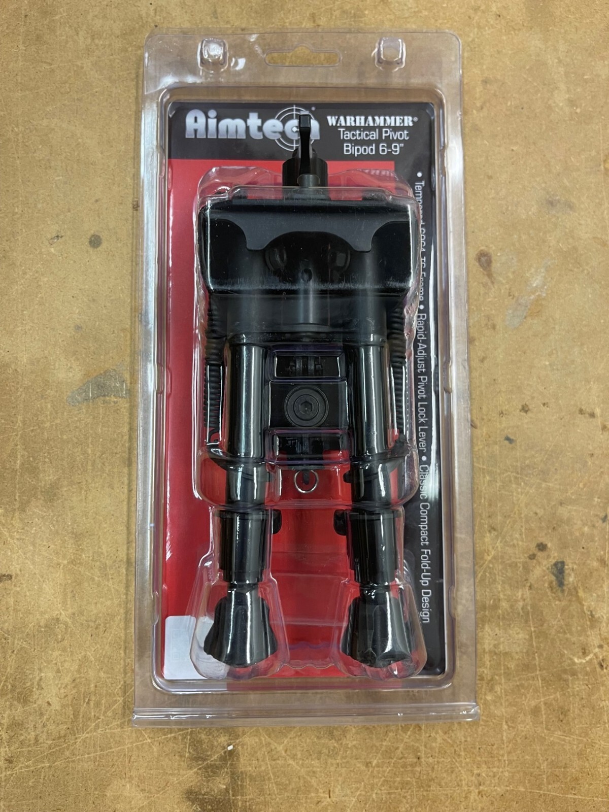 Aimtech Warhammer 6-9" Pivot & Pan Bipod Harris Style Stud Mount Notched 20859