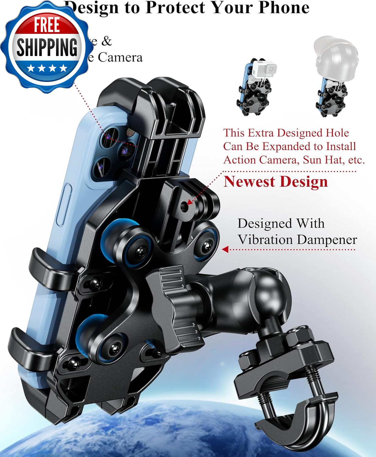 Motorcycle Phone Mount Holder with Vibration Dampener Anti Shake....