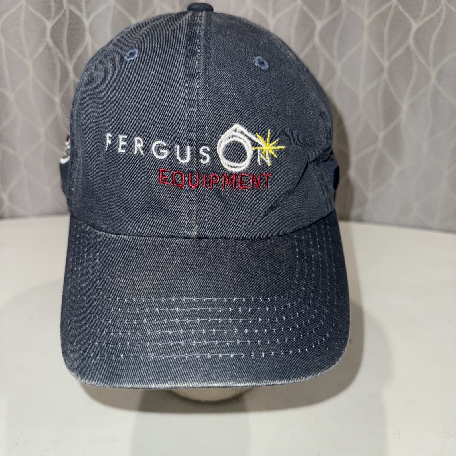 Ferguson Equipment w Logo Red White Yellow Cotton Dark Gray Hat Cap Strap Buckle