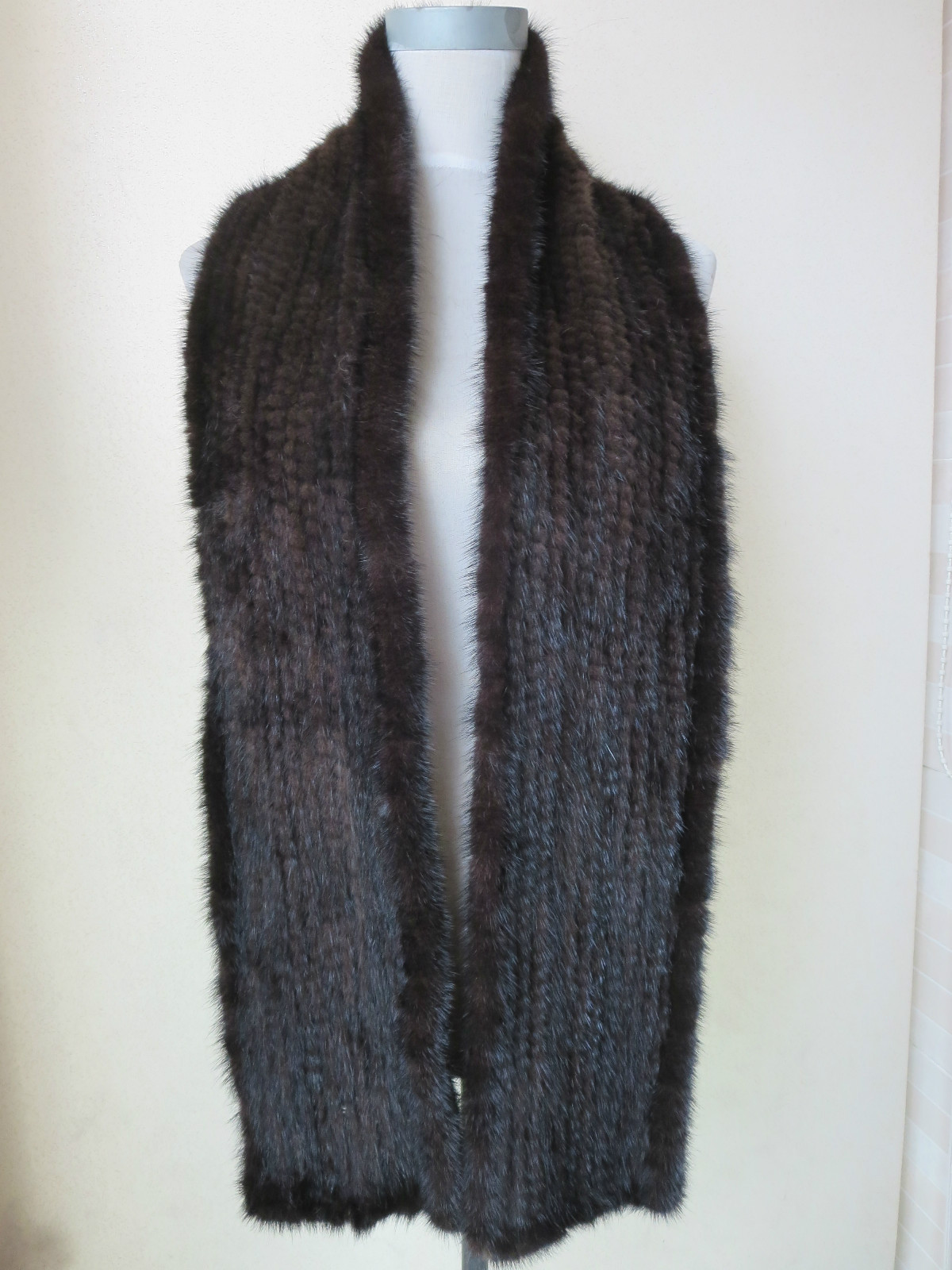 Men Women Real Mink Fur Scarf Winter Warm Neckerchief Brown 170*15CM