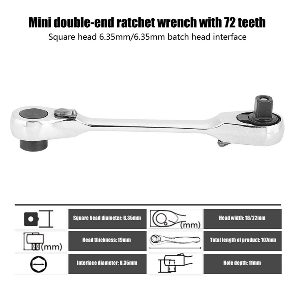 1/4" Mini Double-Ended Quick Socket Ratchet Wrench Rod Screwdriver Bit Tools..