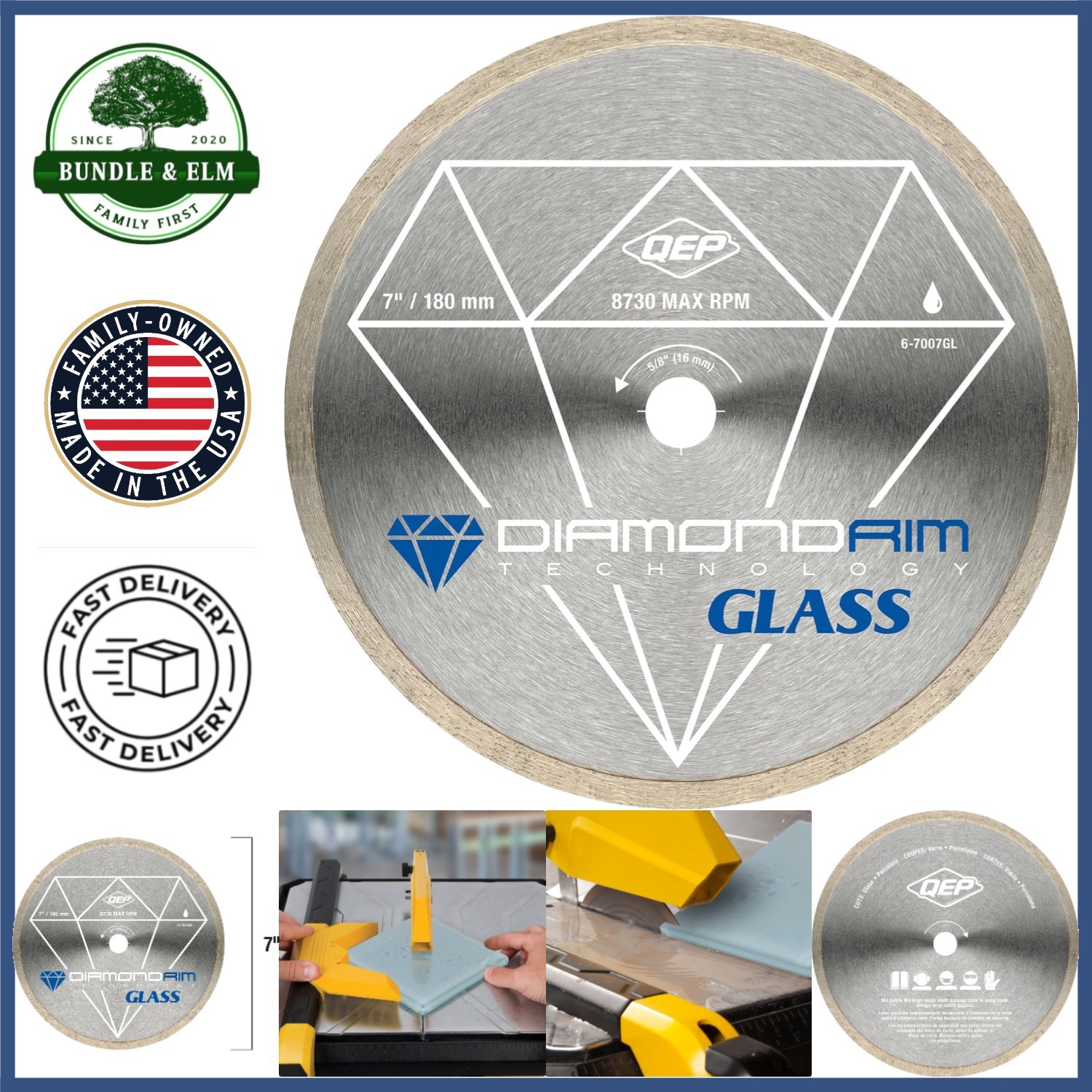 Diamond Blade for Wet Cutting with 7-Inch Size and 5/8-Inch Arbor Compatibility