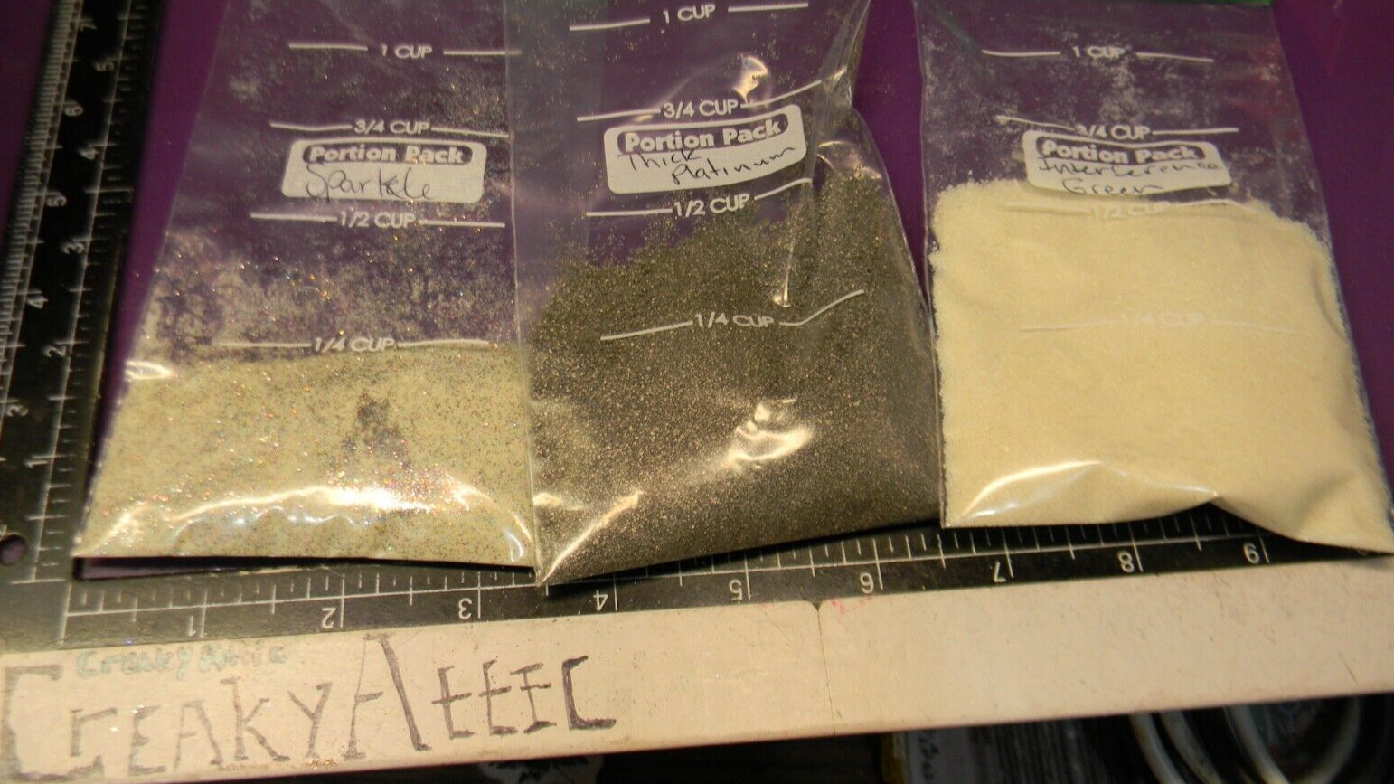 SPARKLE THICK PLATINUM INTERFERENCE GREEN 3 EMBOSSING POWDERS OUNCE #412 CREAKY
