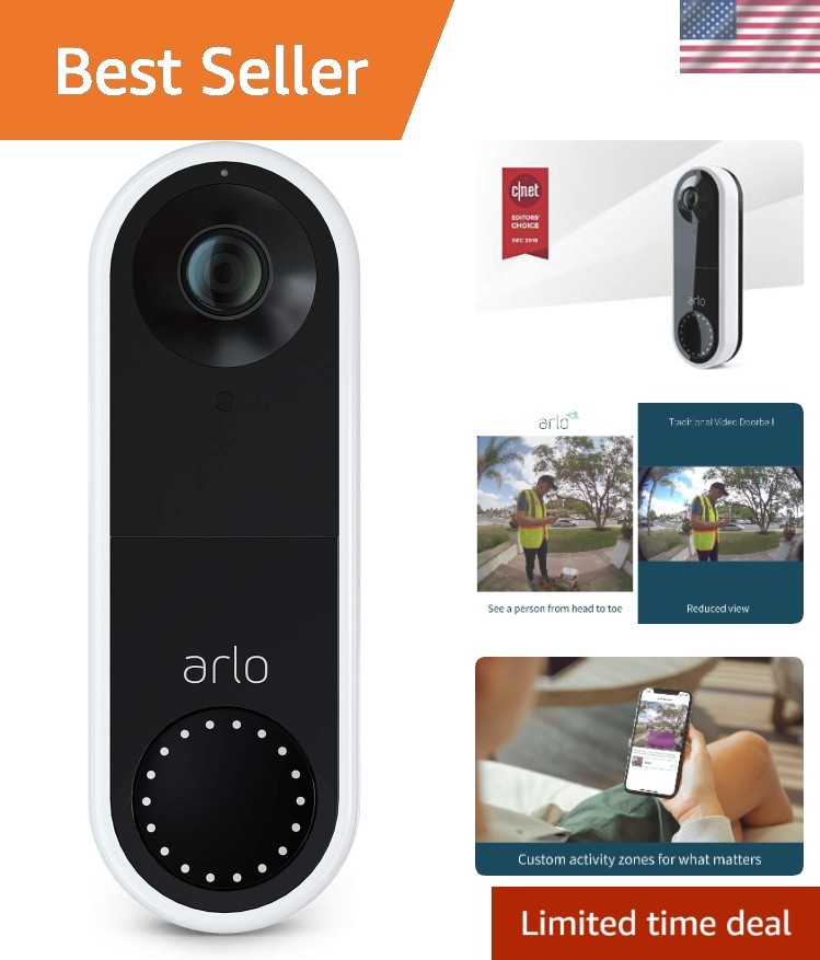 Compact Wired Video Doorbell - Enhanced HD, 180° View, Weather Resistant Design