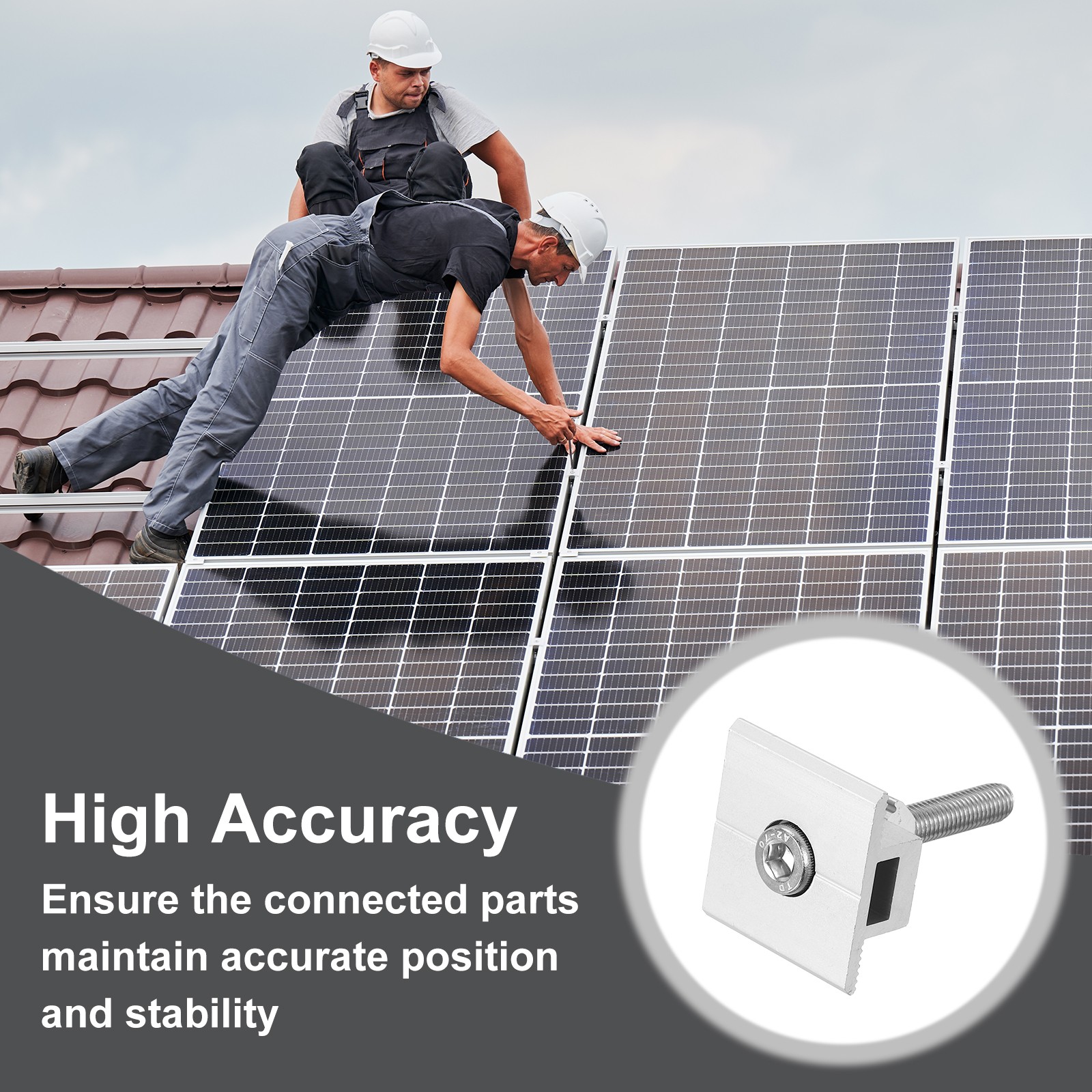 Solar End Clamp Solar Panel Mount Bracket Silver Mounting Clamps 45mm 6pcs