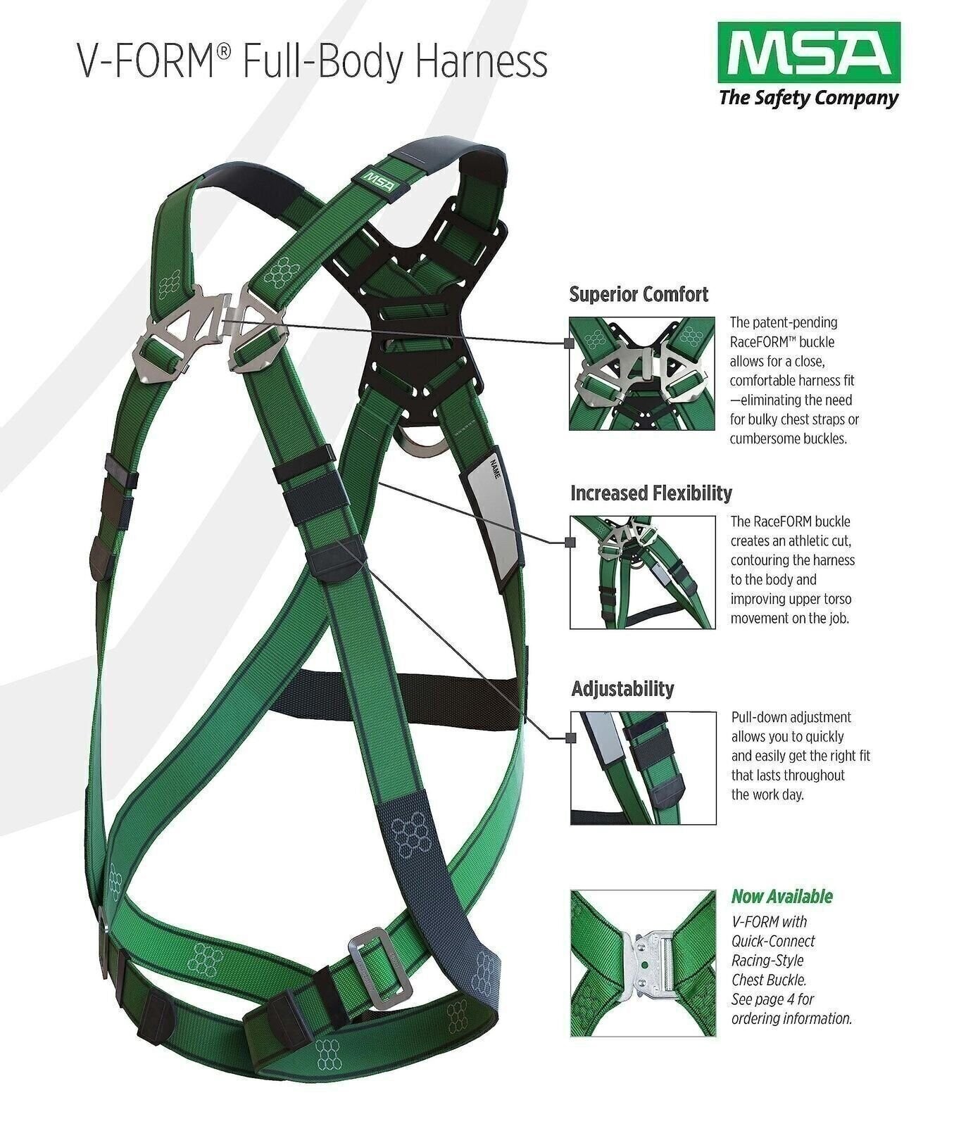 MSA V-Form Harness - Full Body Harness with Back/Chest/Hip D-Ring...