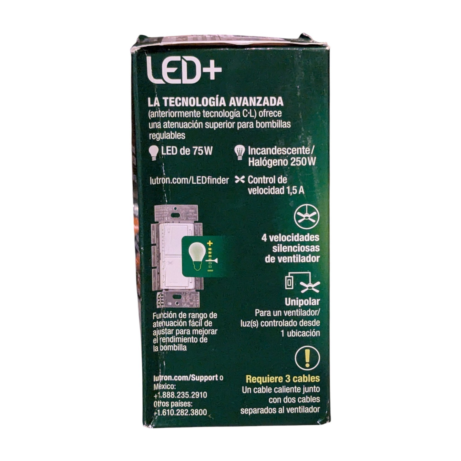 Lutron Maestro Fan Control & Light Dimmer LED Single Pole MACL-LFQH-WH White NEW