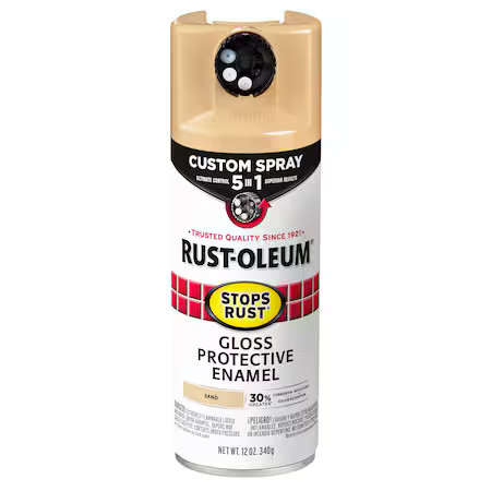 Rust-Oleum 376905 Rust Preventative Spray Paint, Sand, Gloss, Solvent, 12 Oz