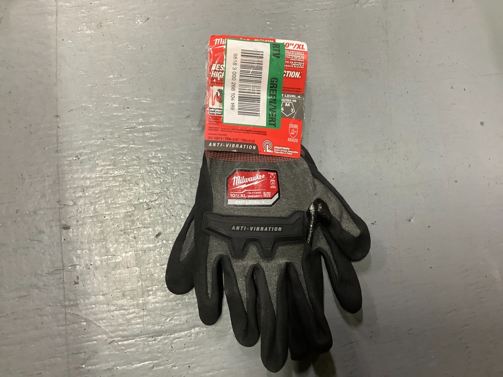 Milwaukee Tool 48-73-8763 Knit Gloves, Xl, Dipped, Nitrile