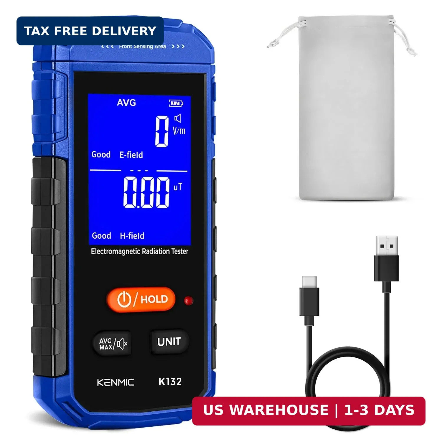 Rechargeable EMF Meter, Handheld Electromagnetic Field Detector with Digital LCD